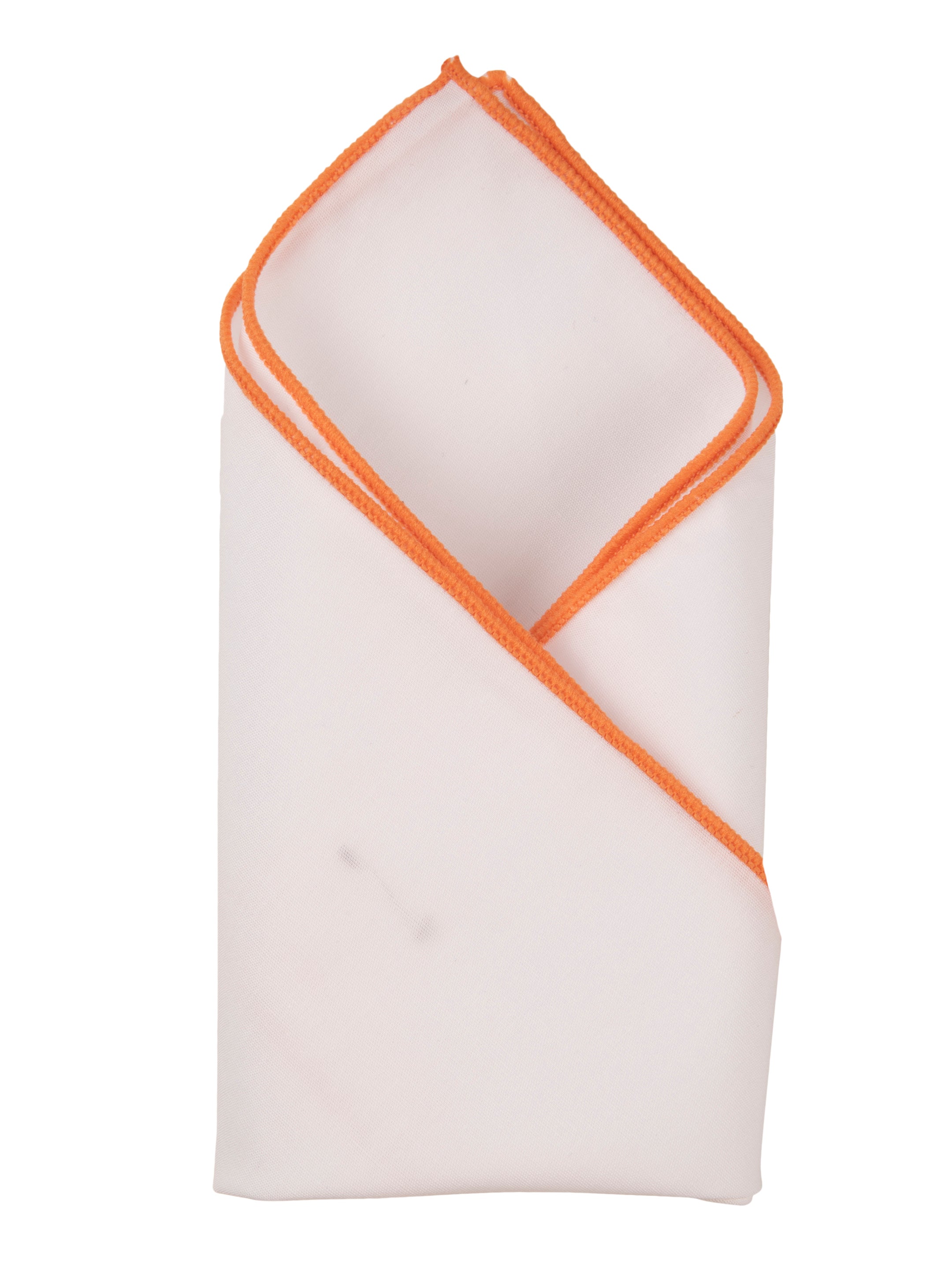 Alvaro Castagnino White & Orange Colored Microfiber Pocket Square for Men
