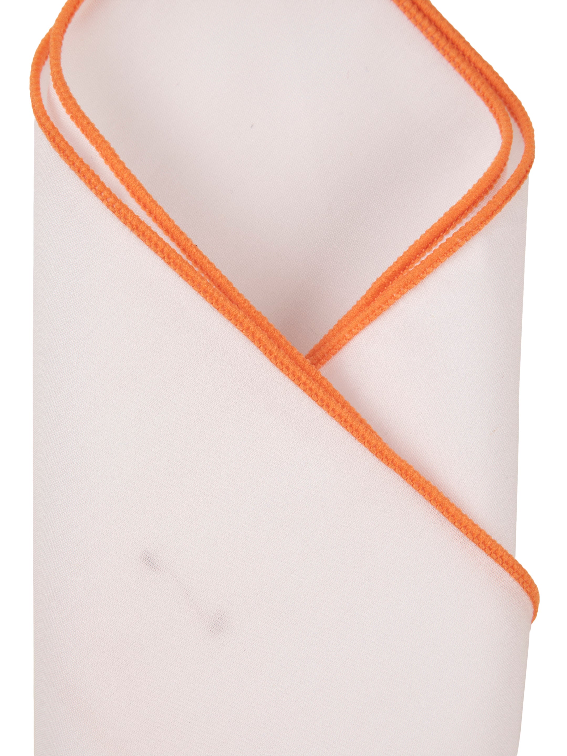 White Cotton Pocket Square with Orange Piping