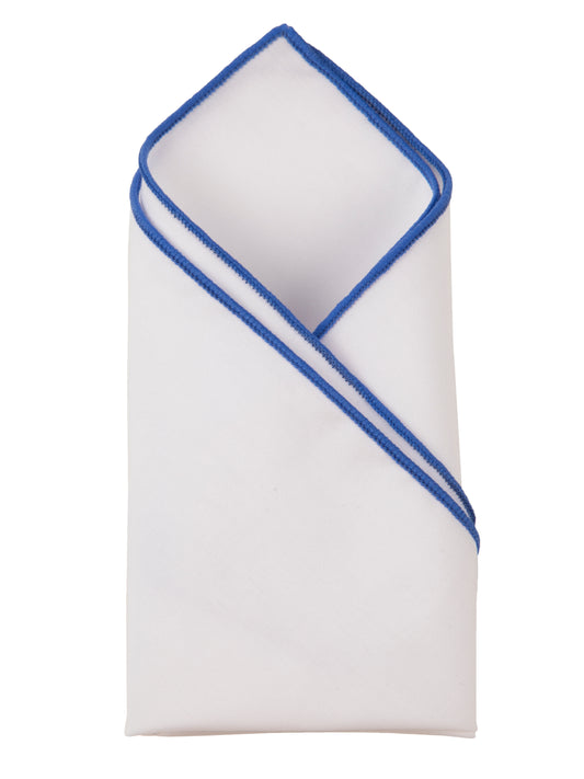 Alvaro Castagnino White & Blue Colored Microfiber Pocket Square for Men