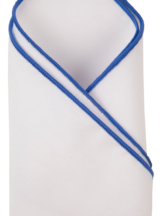 Alvaro Castagnino White & Blue Colored Microfiber Pocket Square for Men