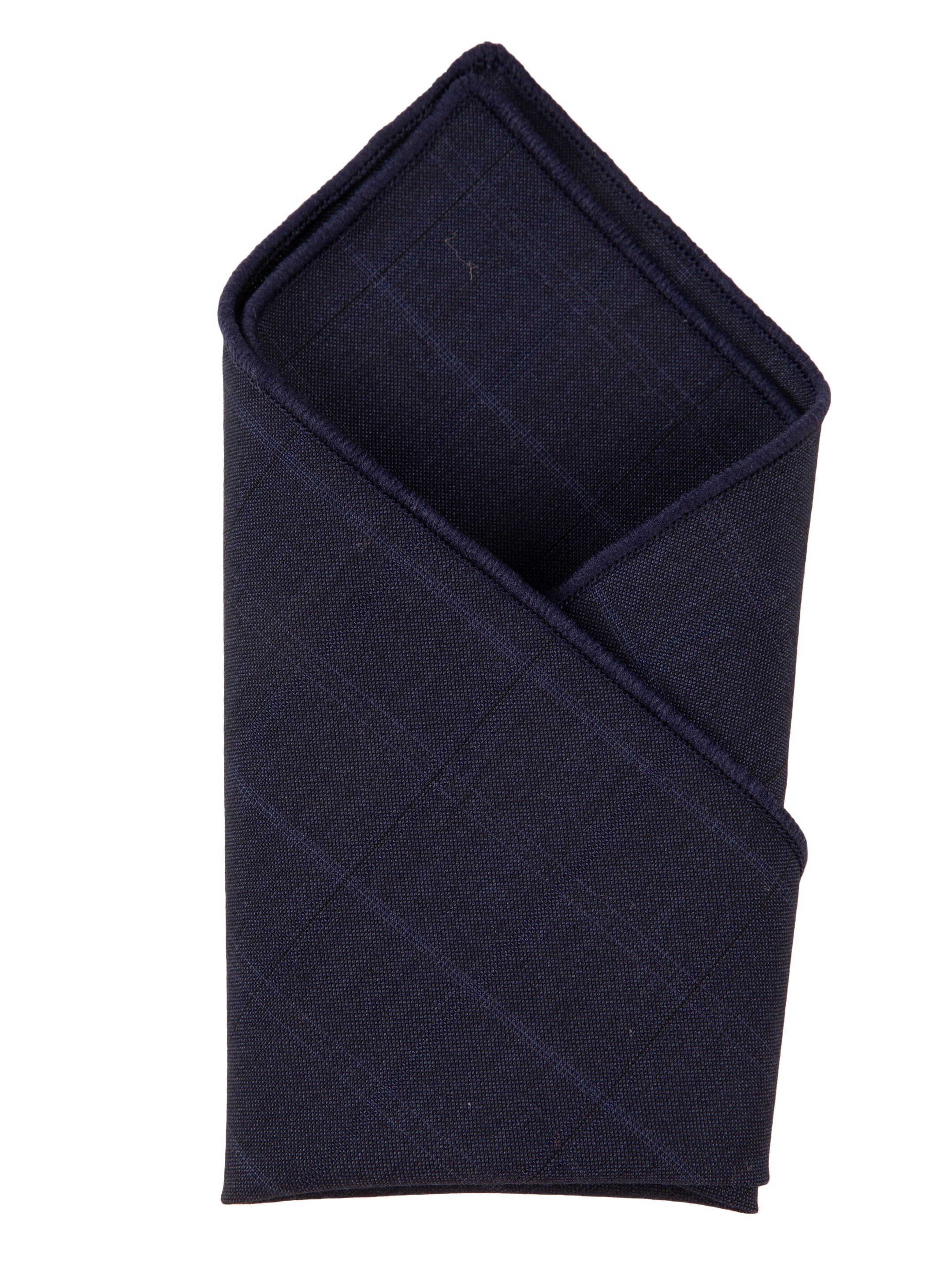 Navy Checked Cotton Pocket Square