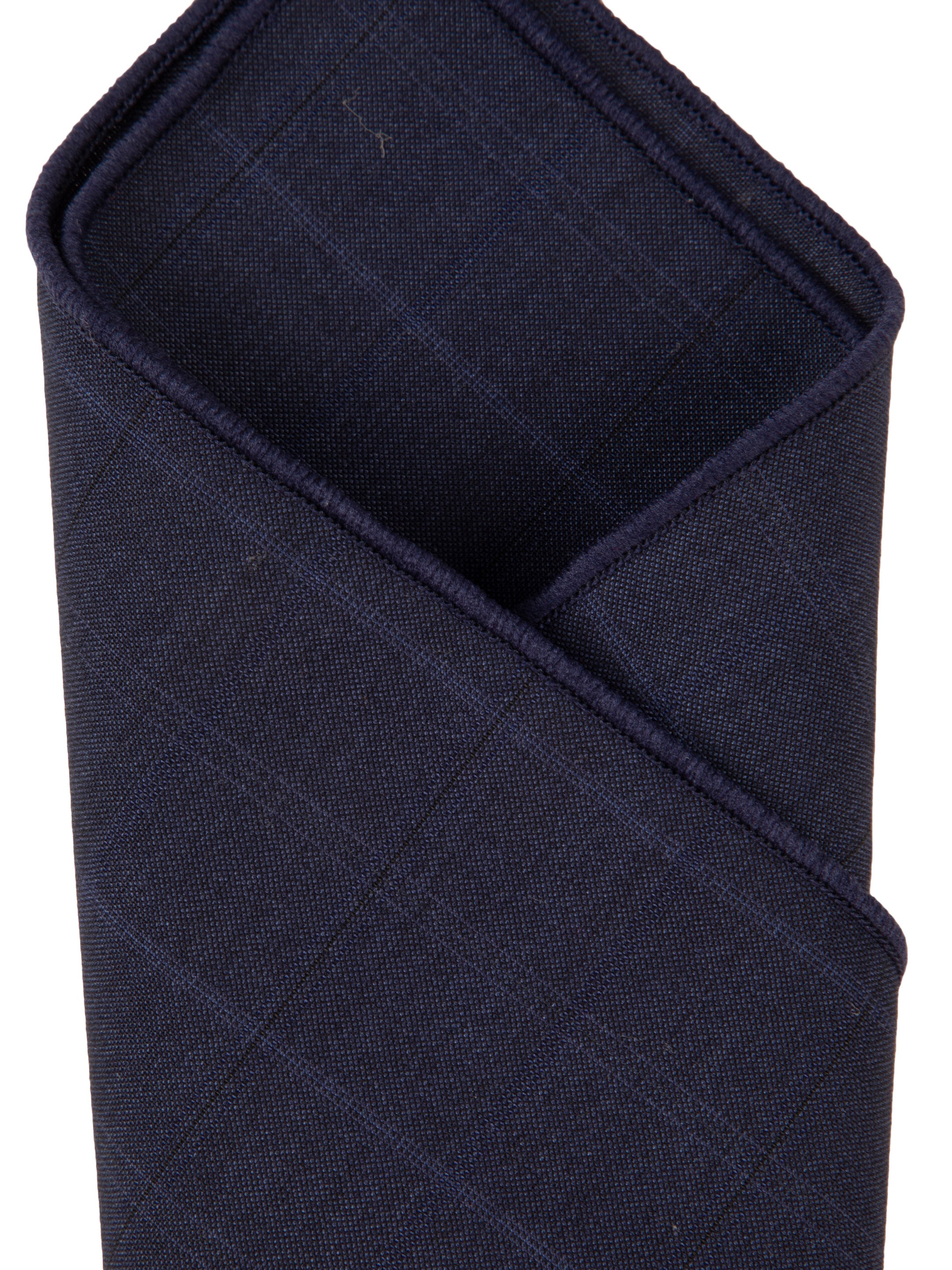 Navy Checked Cotton Pocket Square