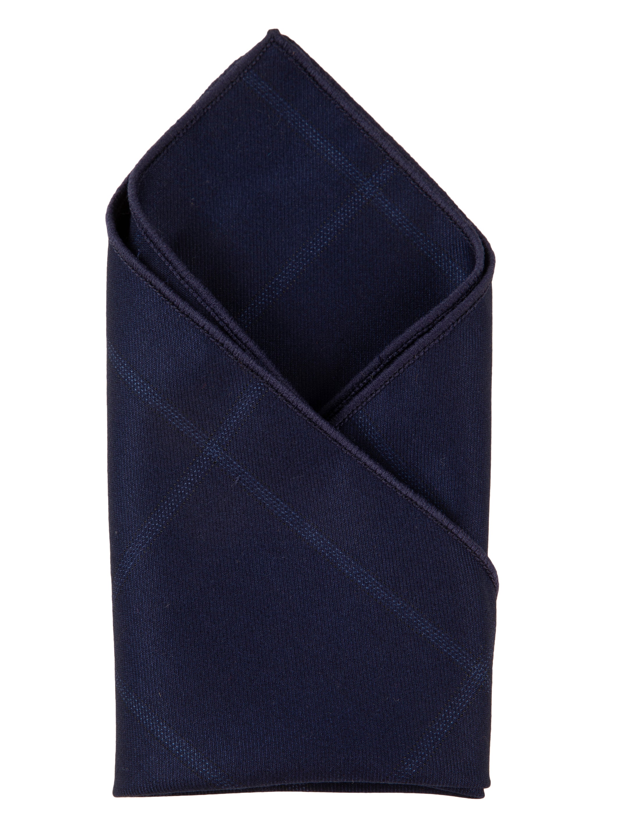 Navy Windowpane Cotton Pocket Square