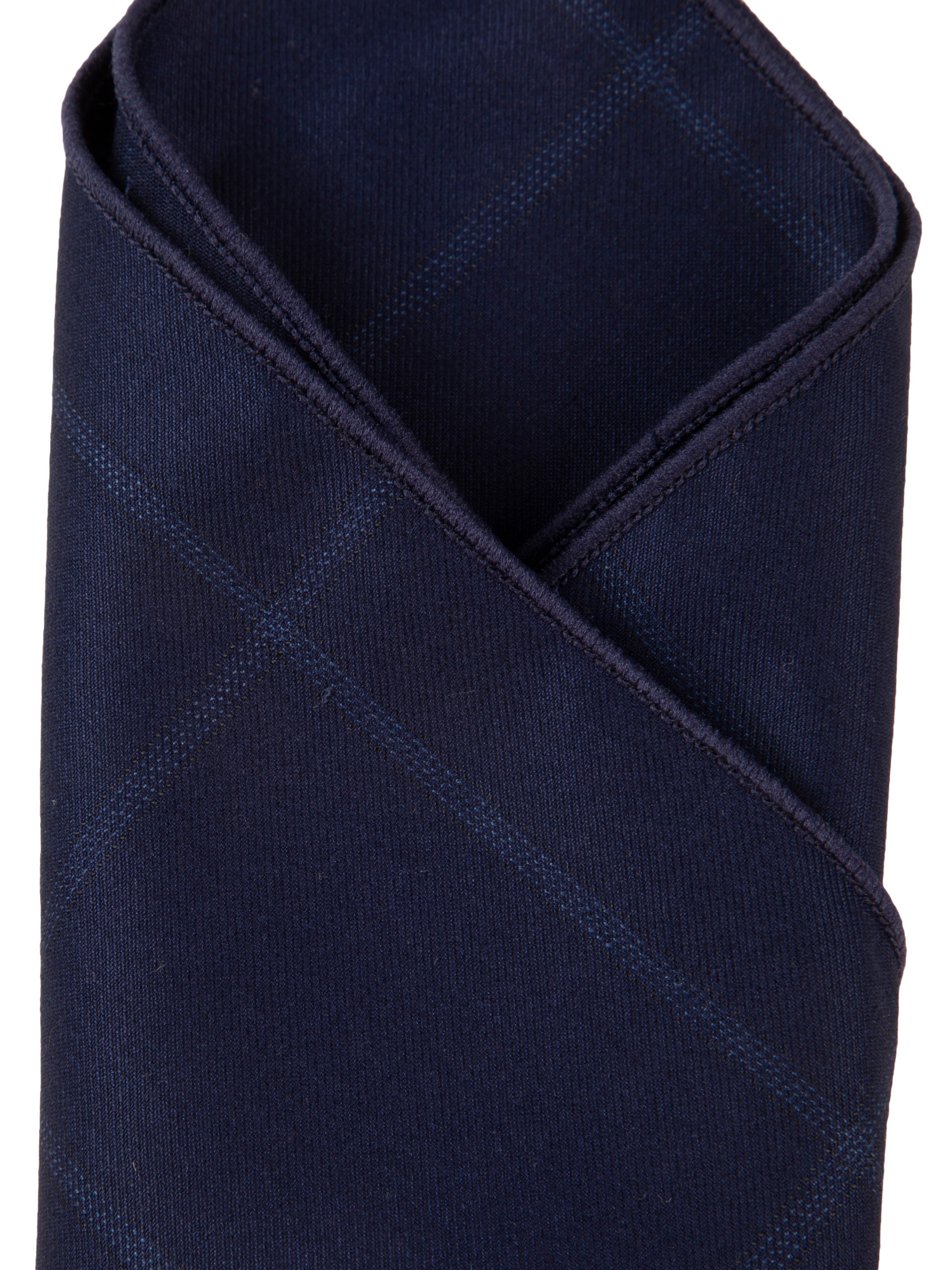 Navy Windowpane Cotton Pocket Square