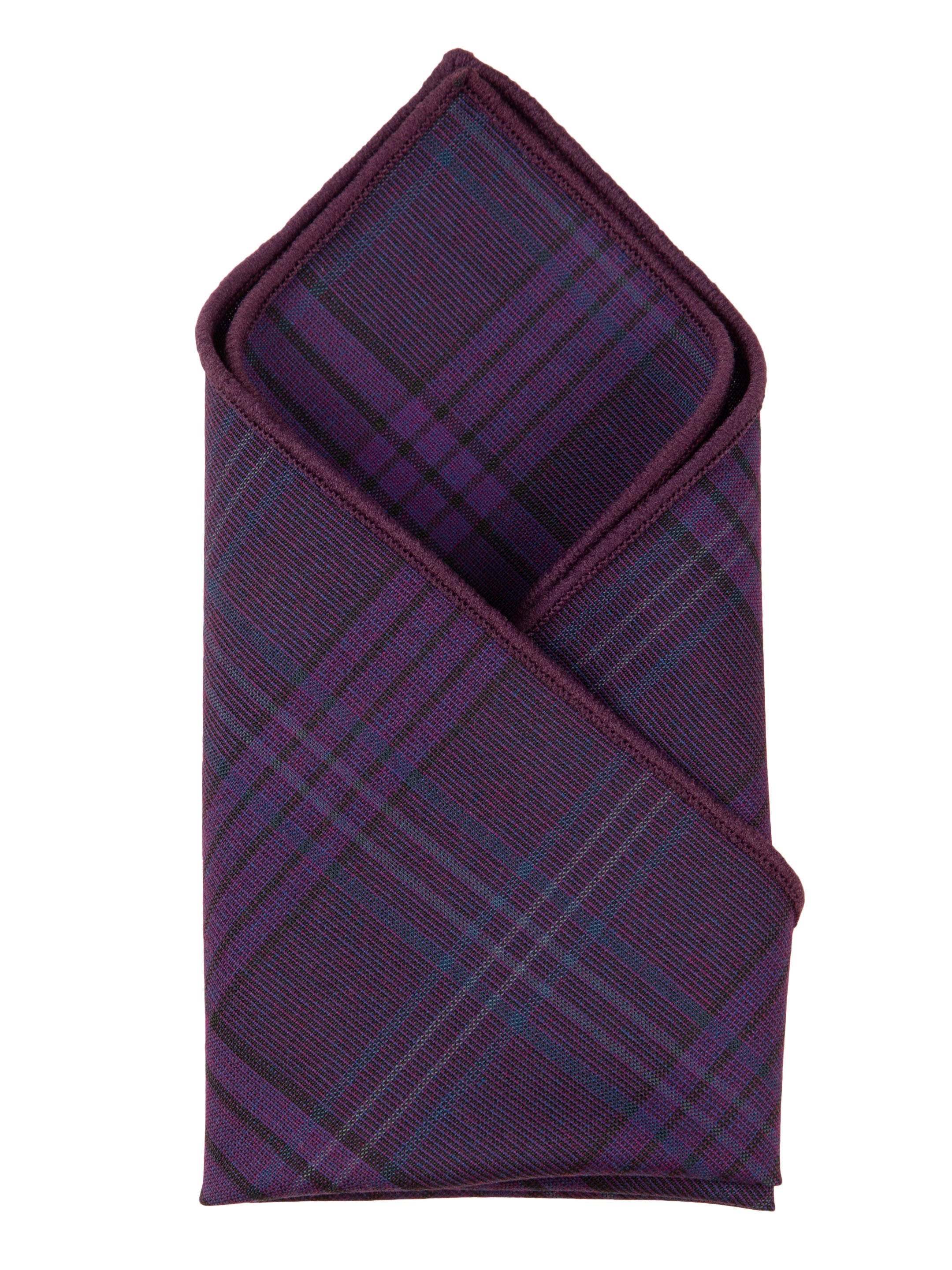 Purple Plaid Cotton Pocket Square