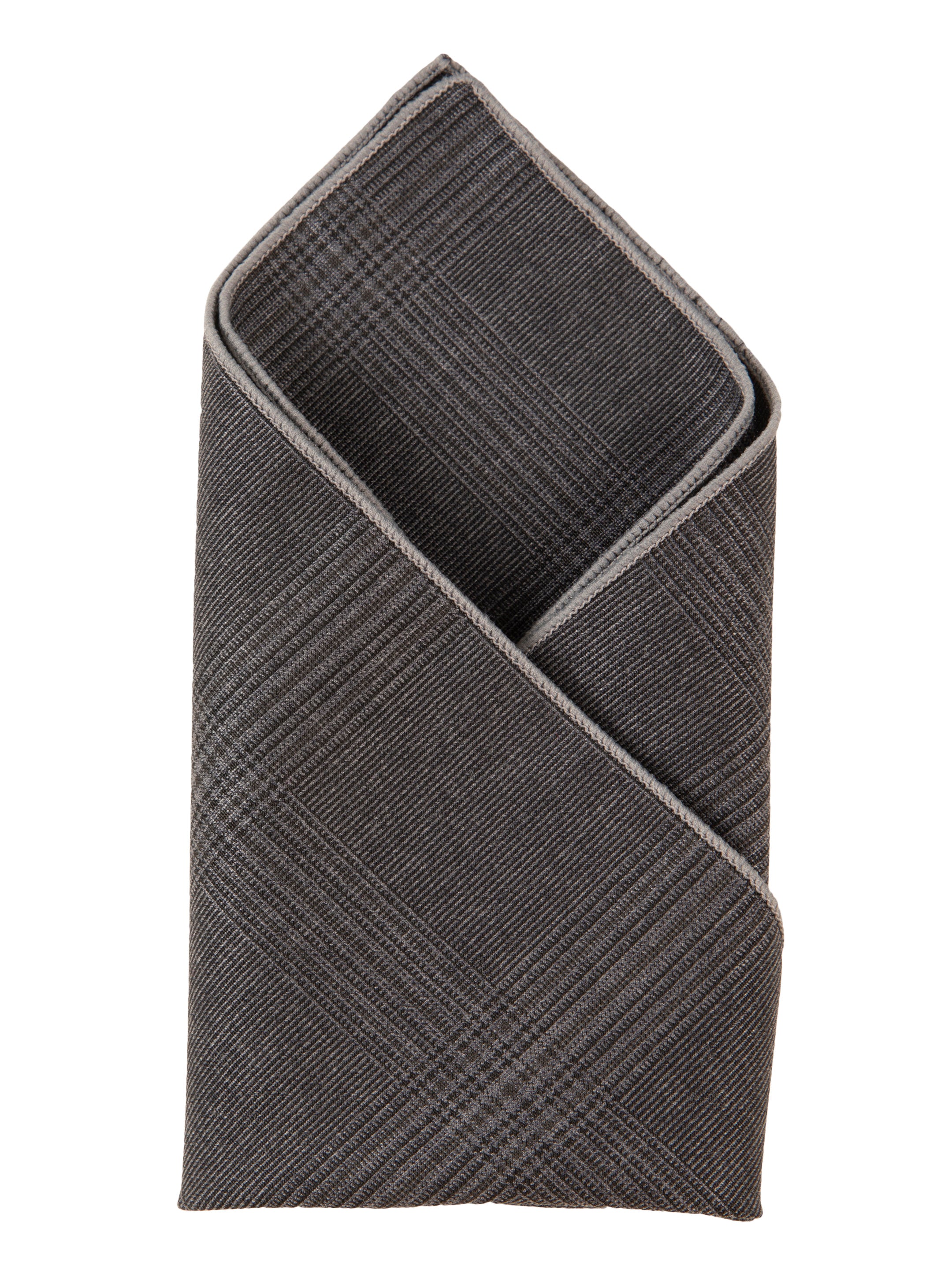 Grey Checked Cotton Pocket Square