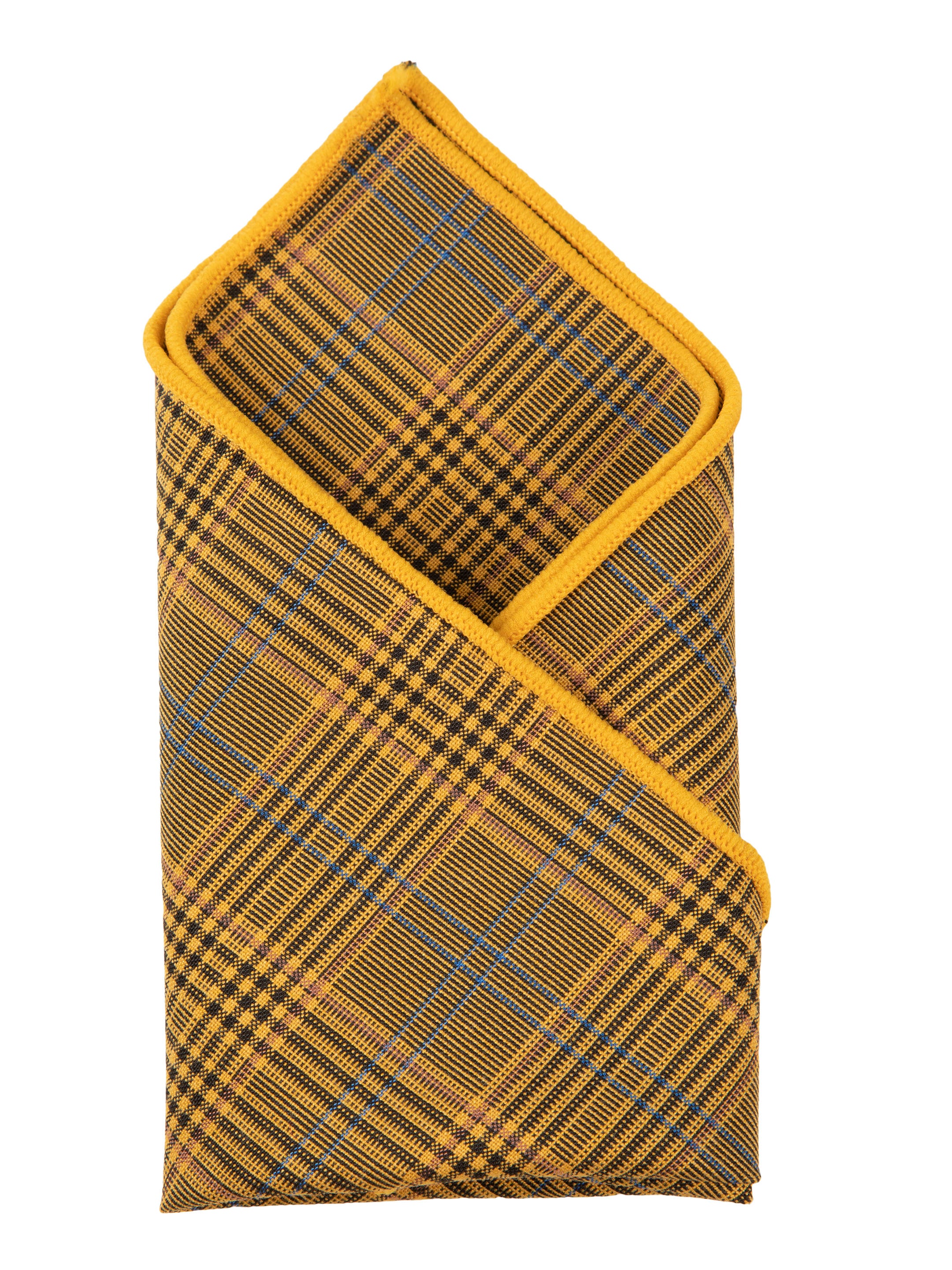 Mustard Checked Cotton Pocket Square