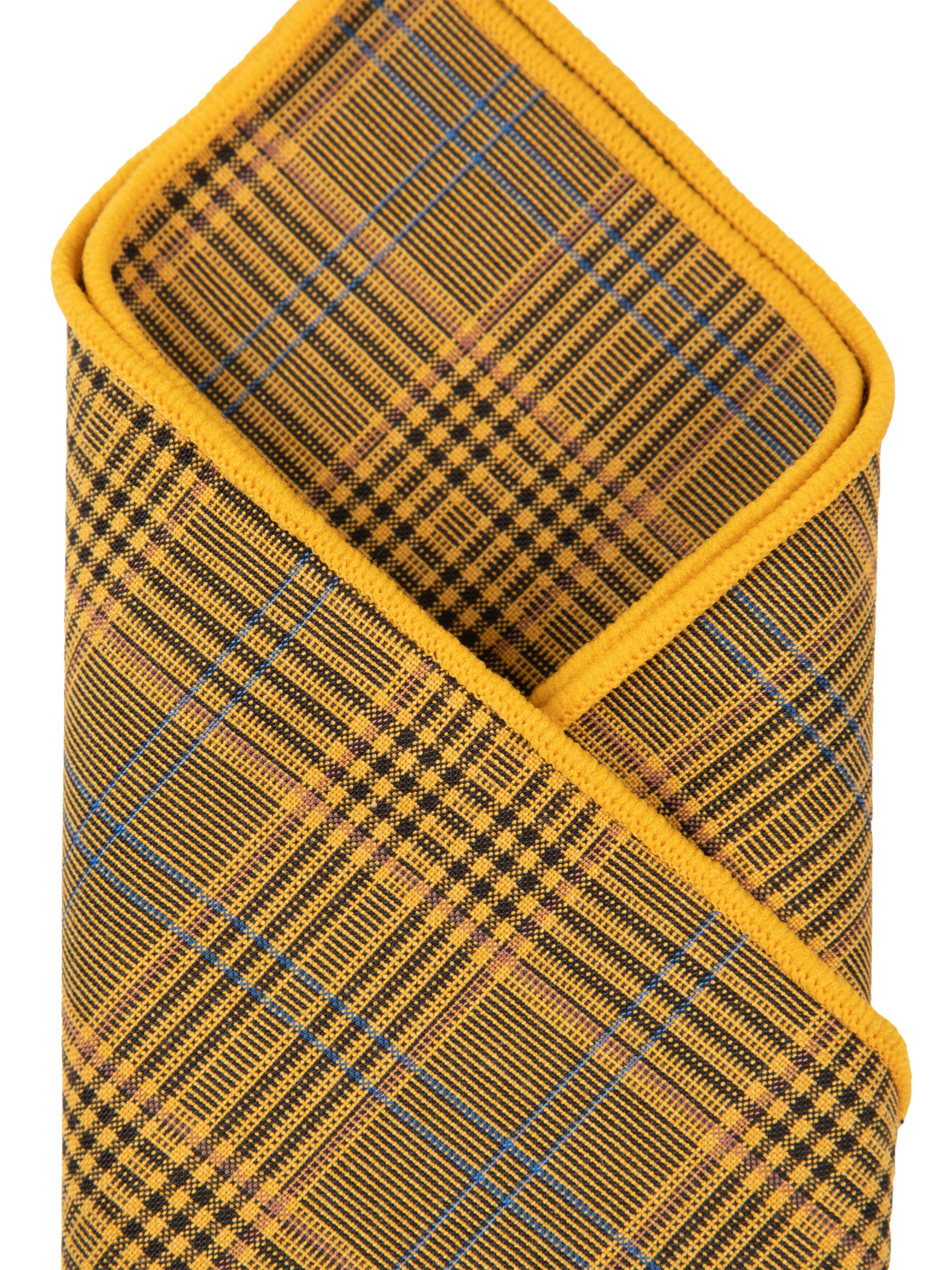Alvaro Castagnino Mustard & Brown Colored Microfiber Pocket Square for Men