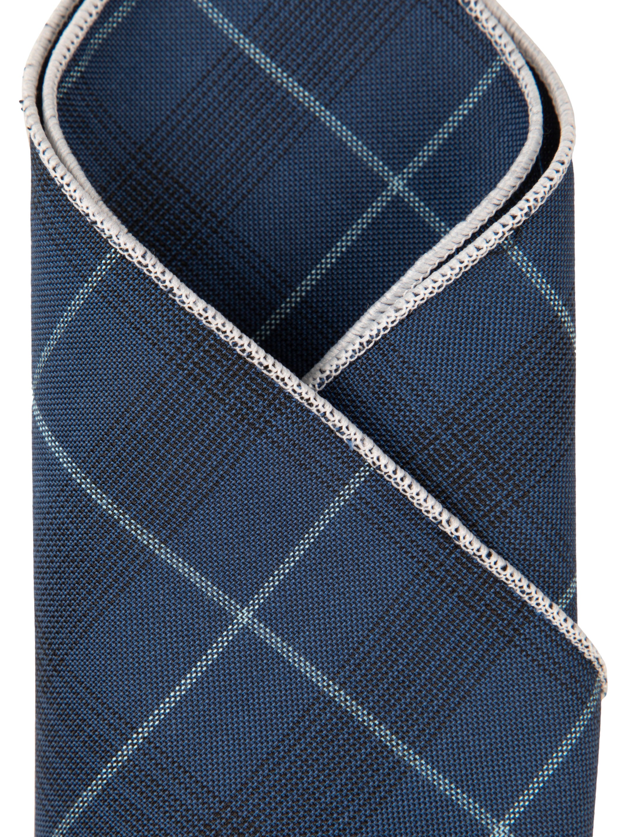 Blue Windowpane Cotton Pocket Square