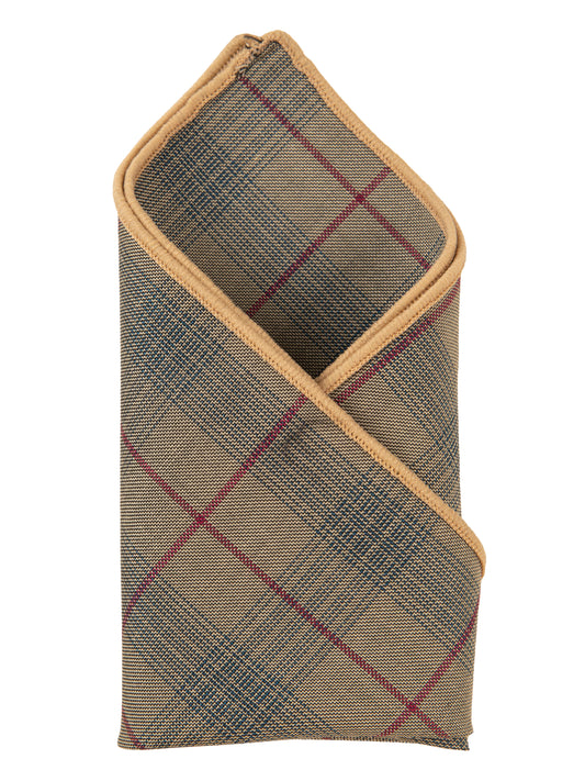 Alvaro Castagnino Brown & Mustard Colored Microfiber Pocket Square for Men