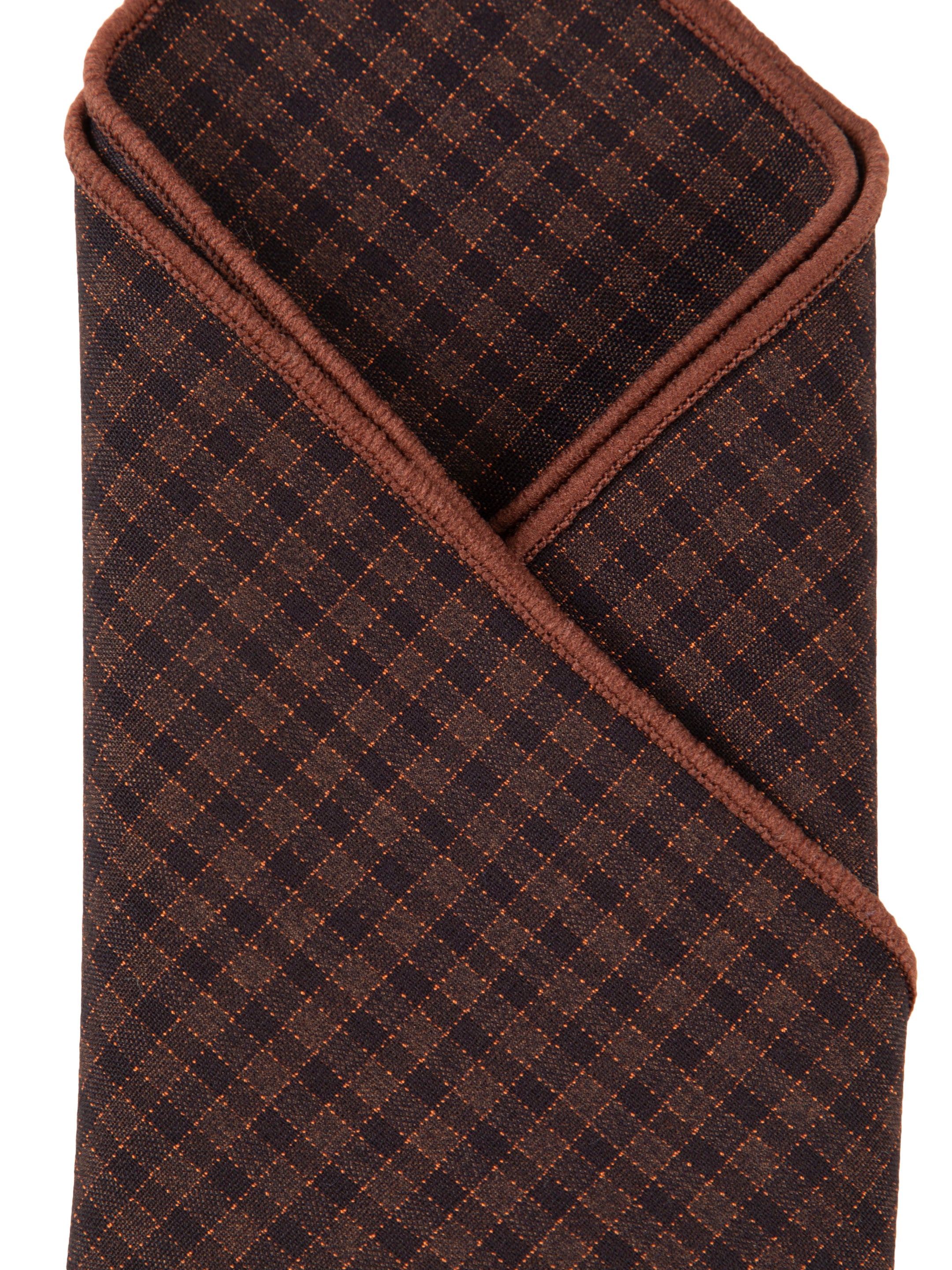 Dark Brown Micro-Check Cotton Pocket Square