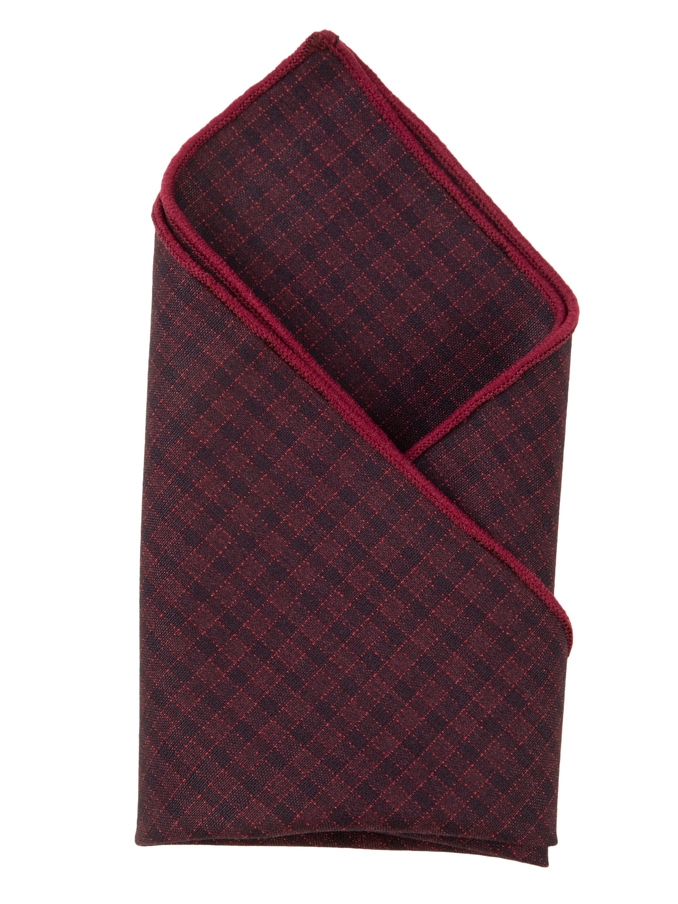 Crimson & Black Check Cotton Pocket Square