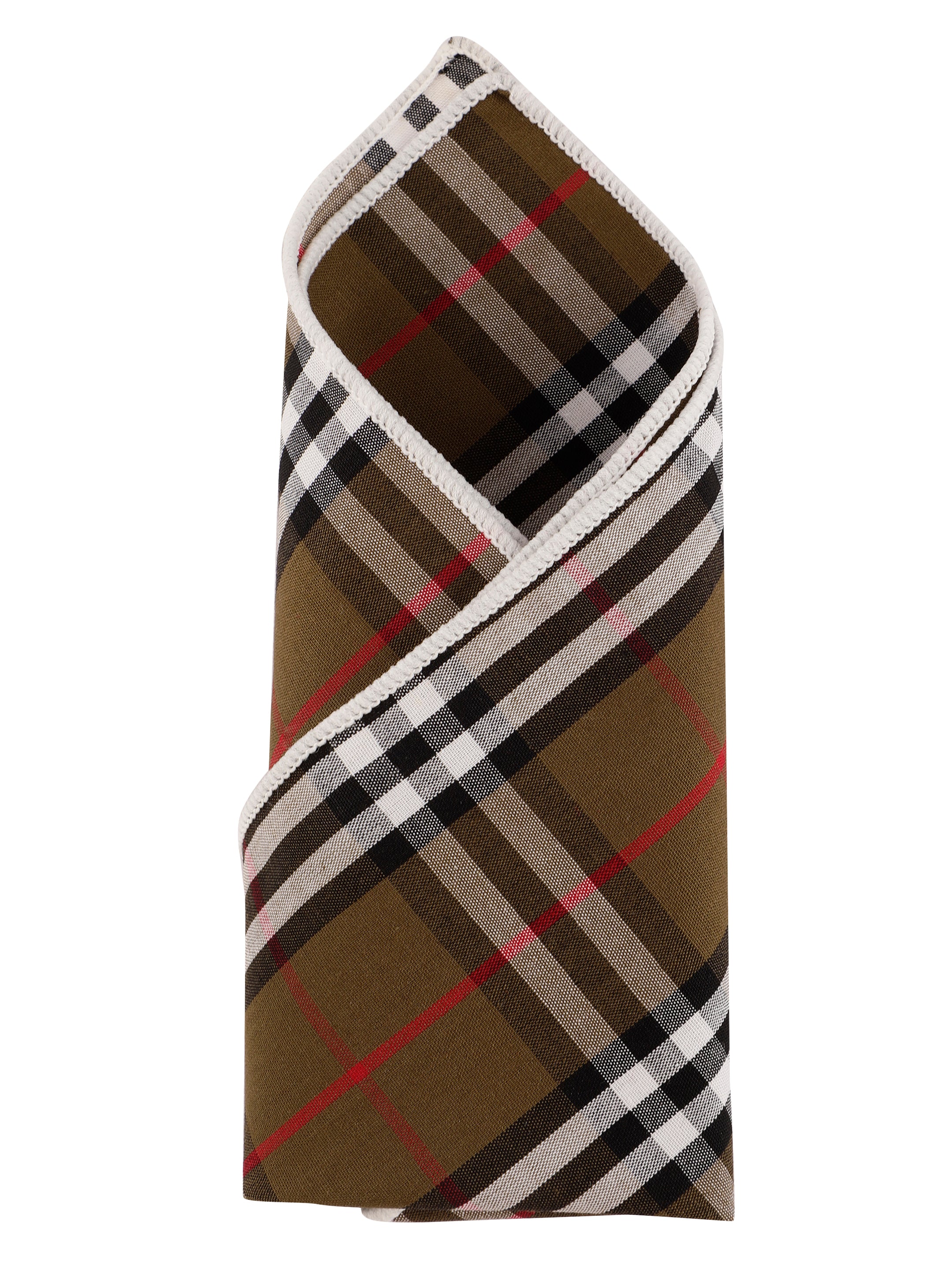 Olive & Black Plaid Cotton Pocket Square