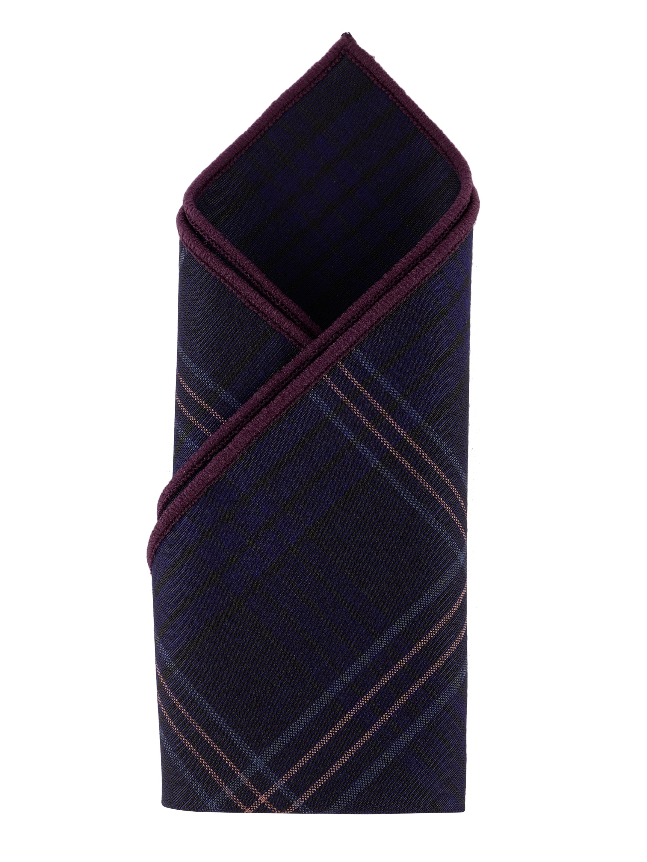 Deep Purple Check Cotton Pocket Square