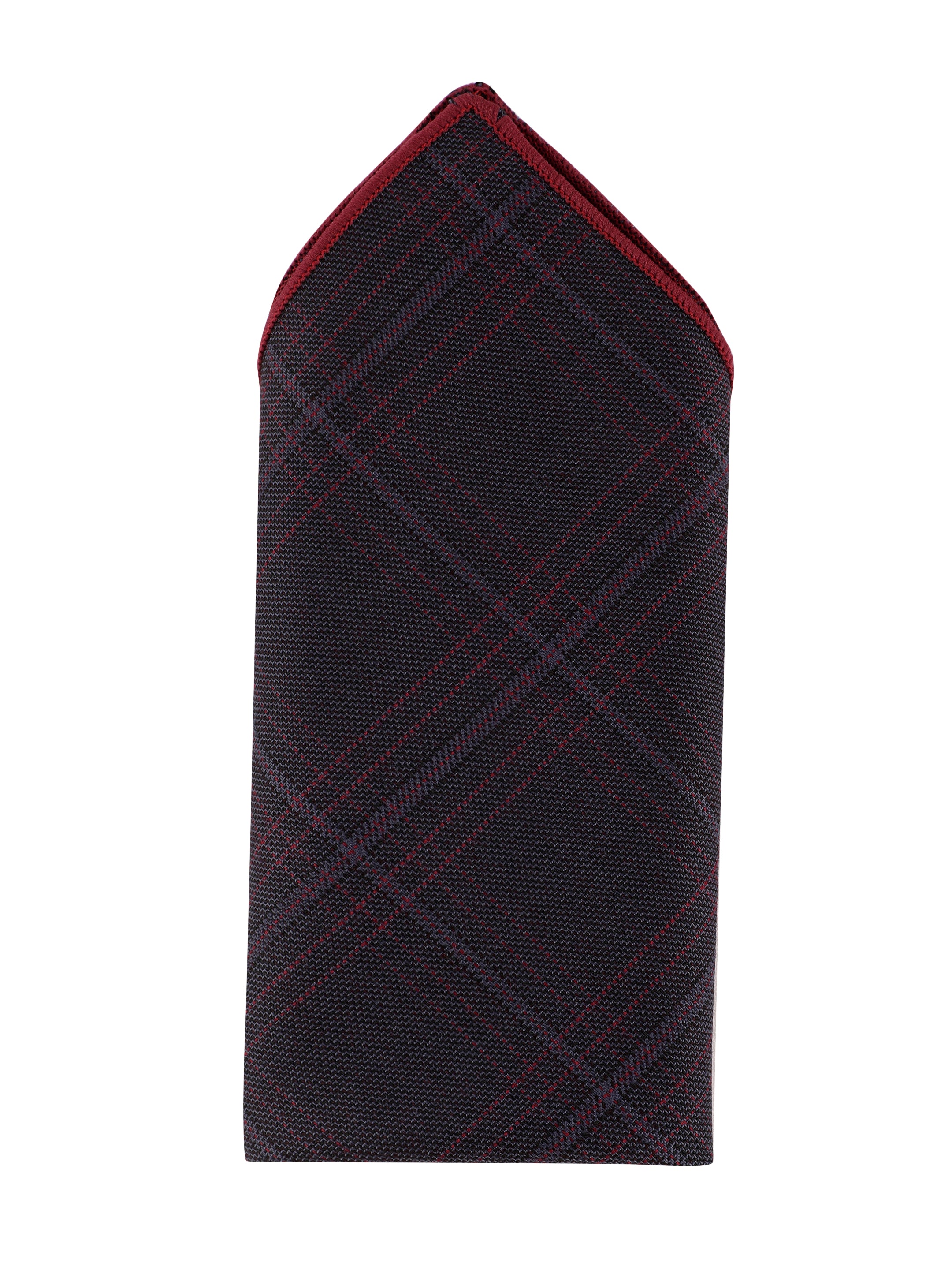 Deep Maroon Check Cotton Pocket Square
