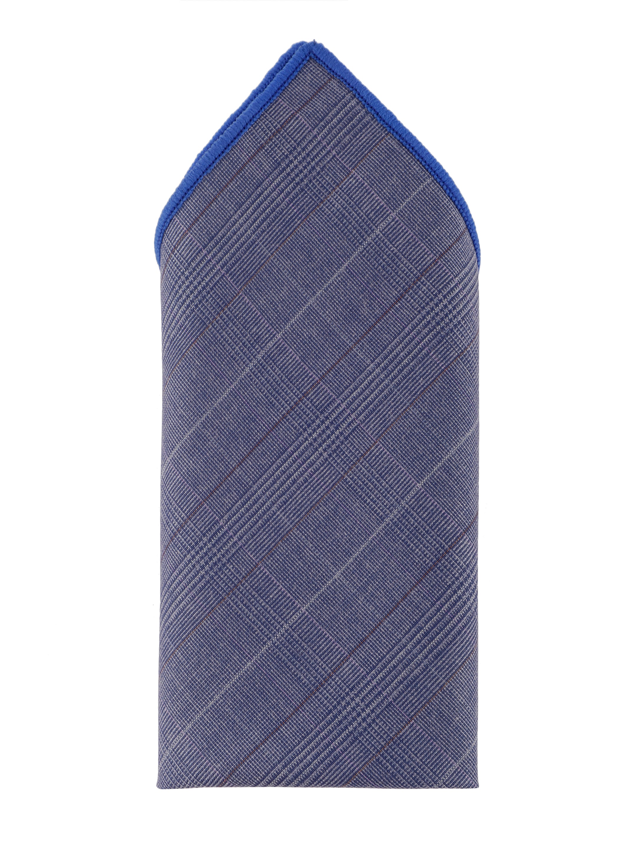 Steel Blue Micro-Check Cotton Pocket Square