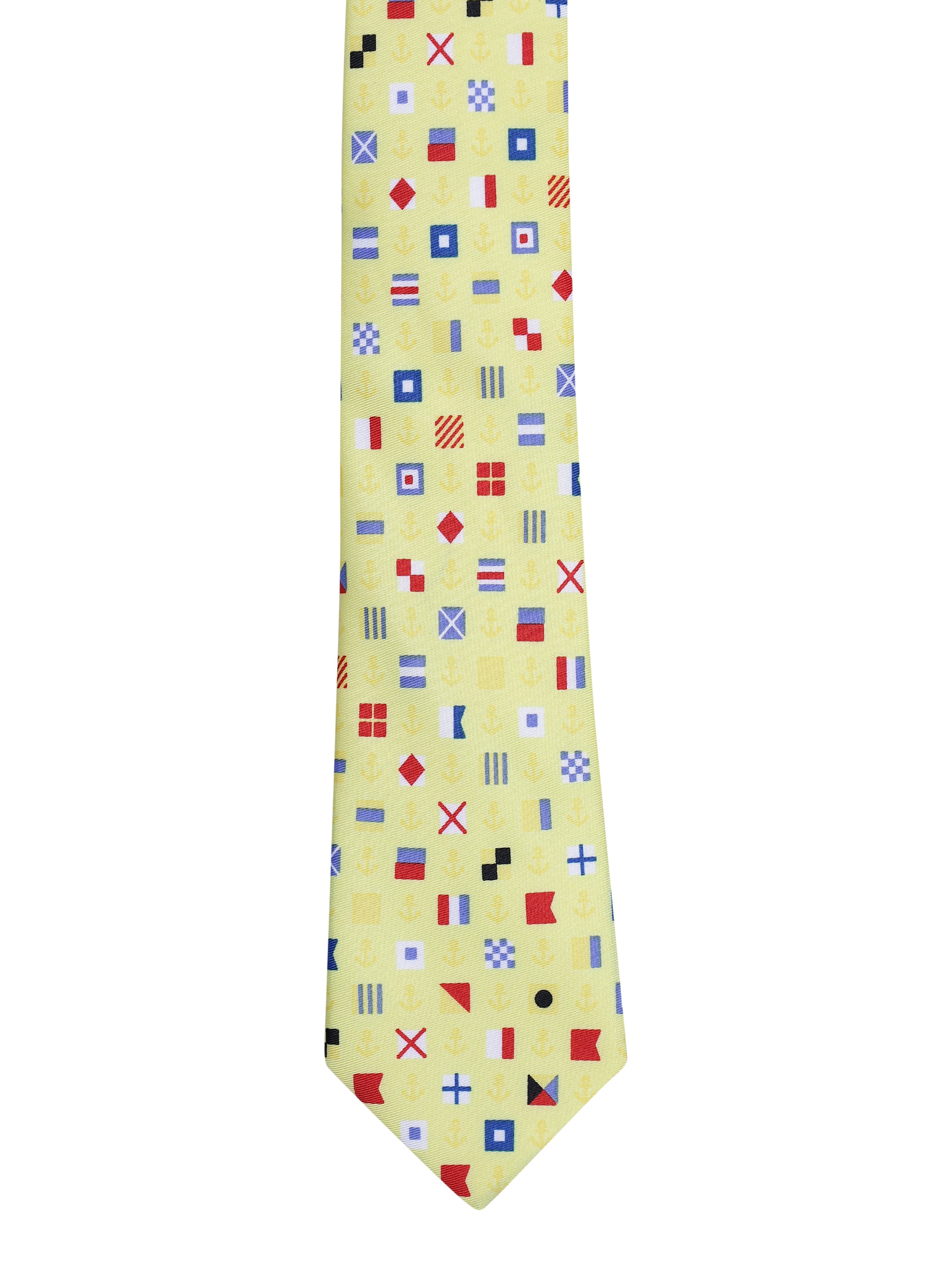 Yellow Printed Tie with Multicolor Geometric Pattern