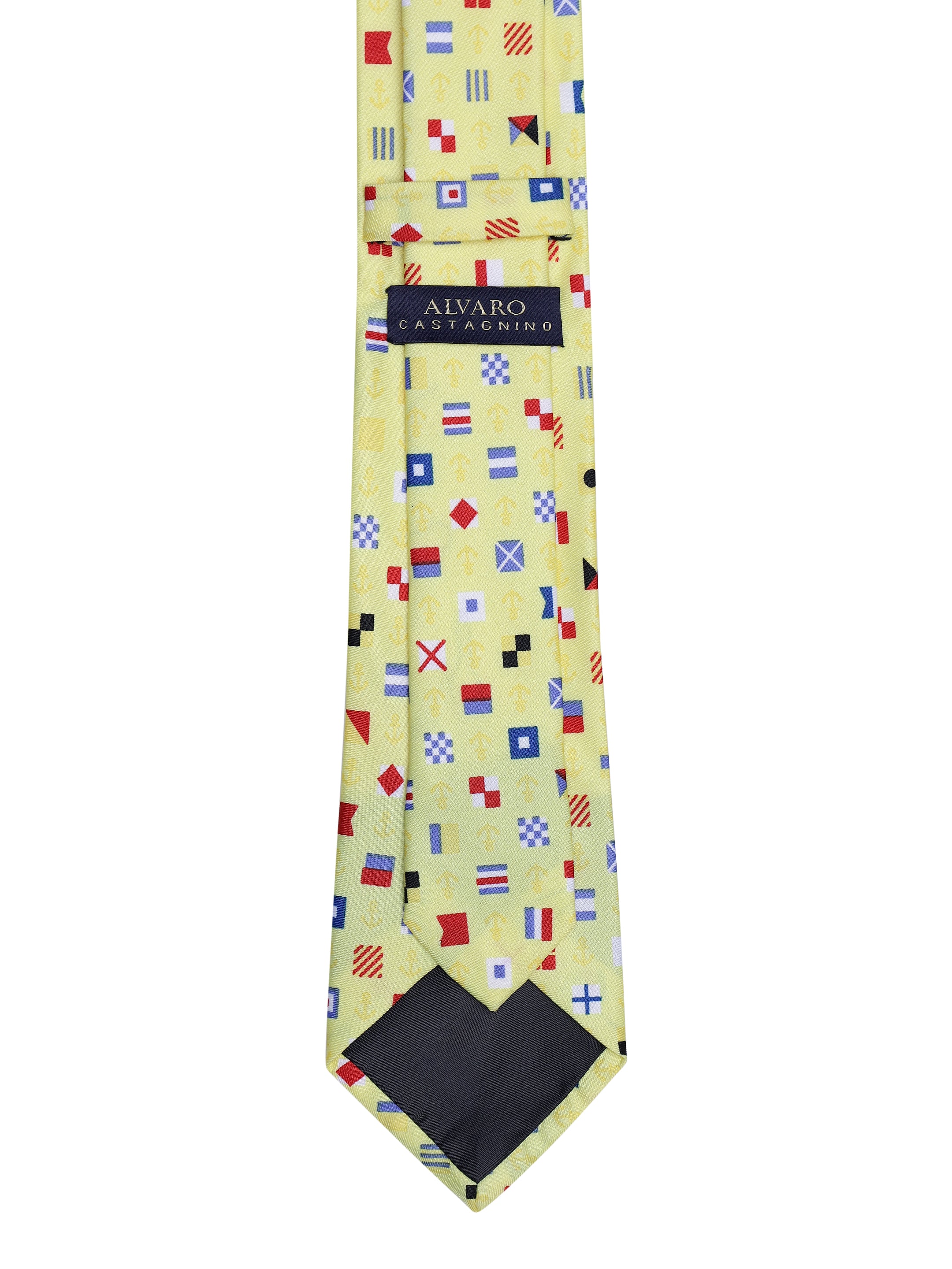 Yellow Printed Tie with Multicolor Geometric Pattern