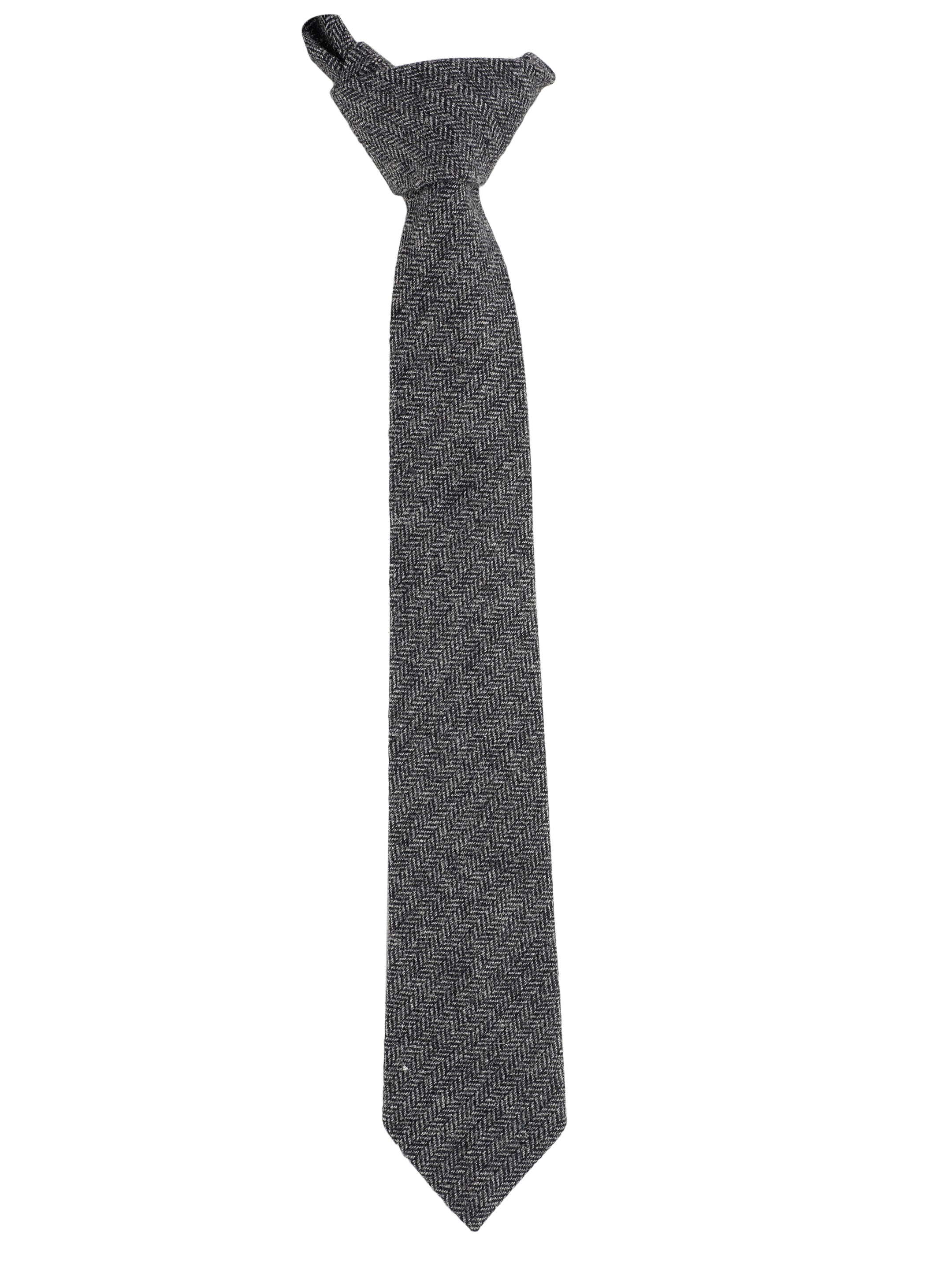 Grey Herringbone Pattern Cotton Necktie