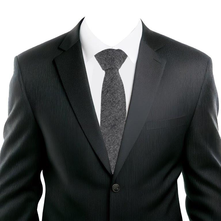 Grey Herringbone Pattern Cotton Necktie