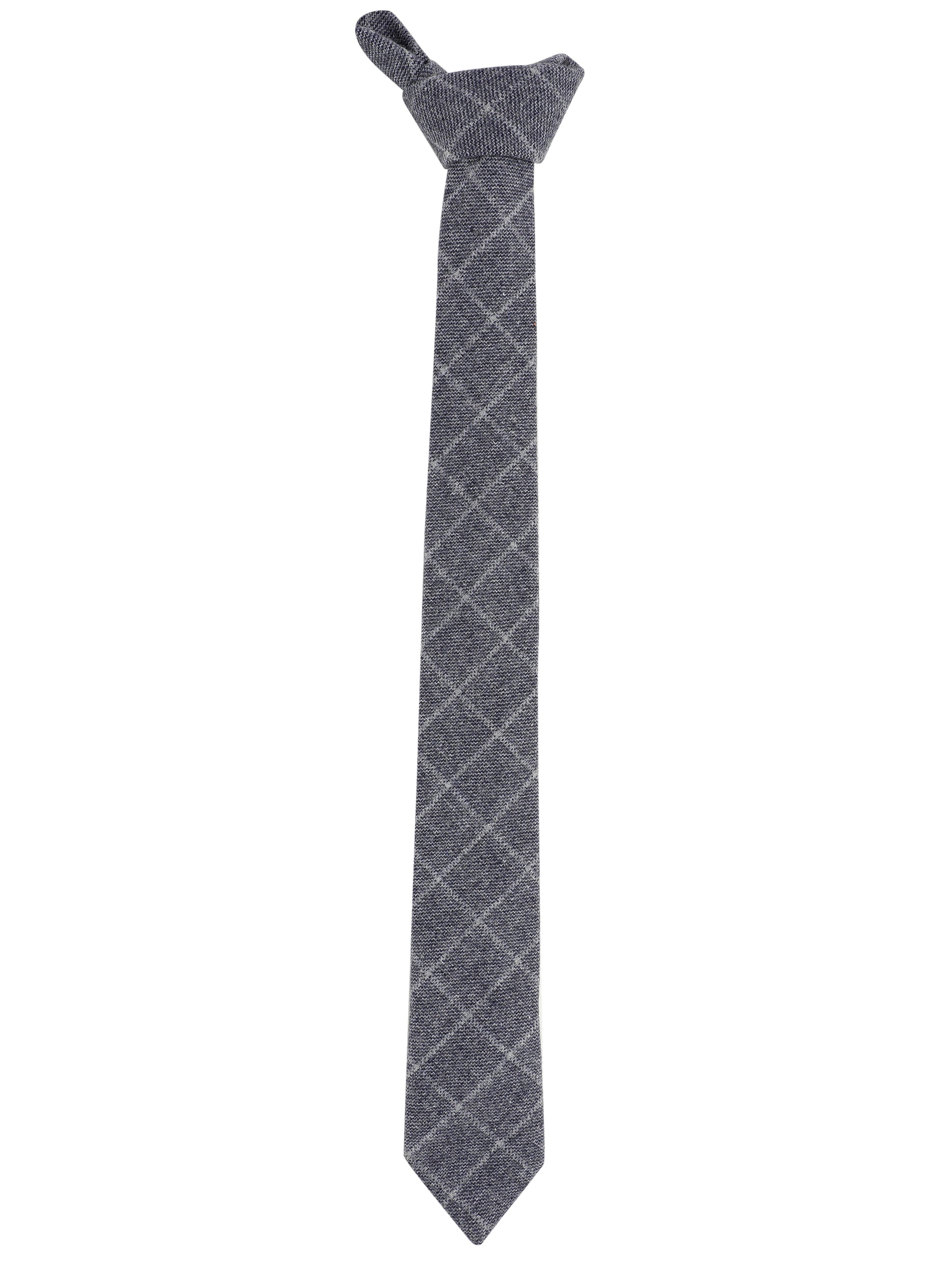 Grey Windowpane Check Cotton Necktie