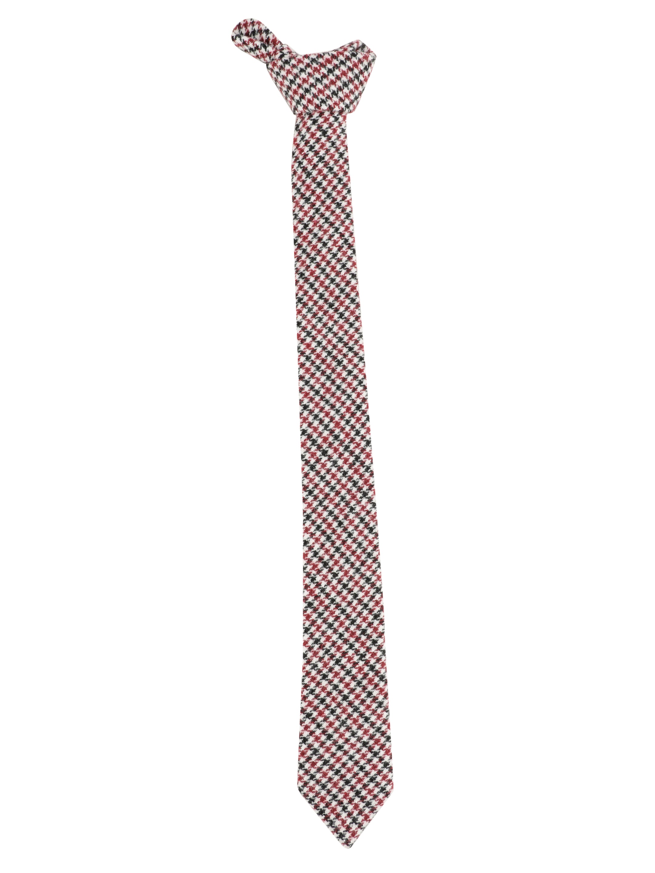 Maroon Houndstooth Cotton Necktie