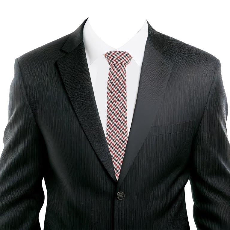 Maroon Houndstooth Cotton Necktie