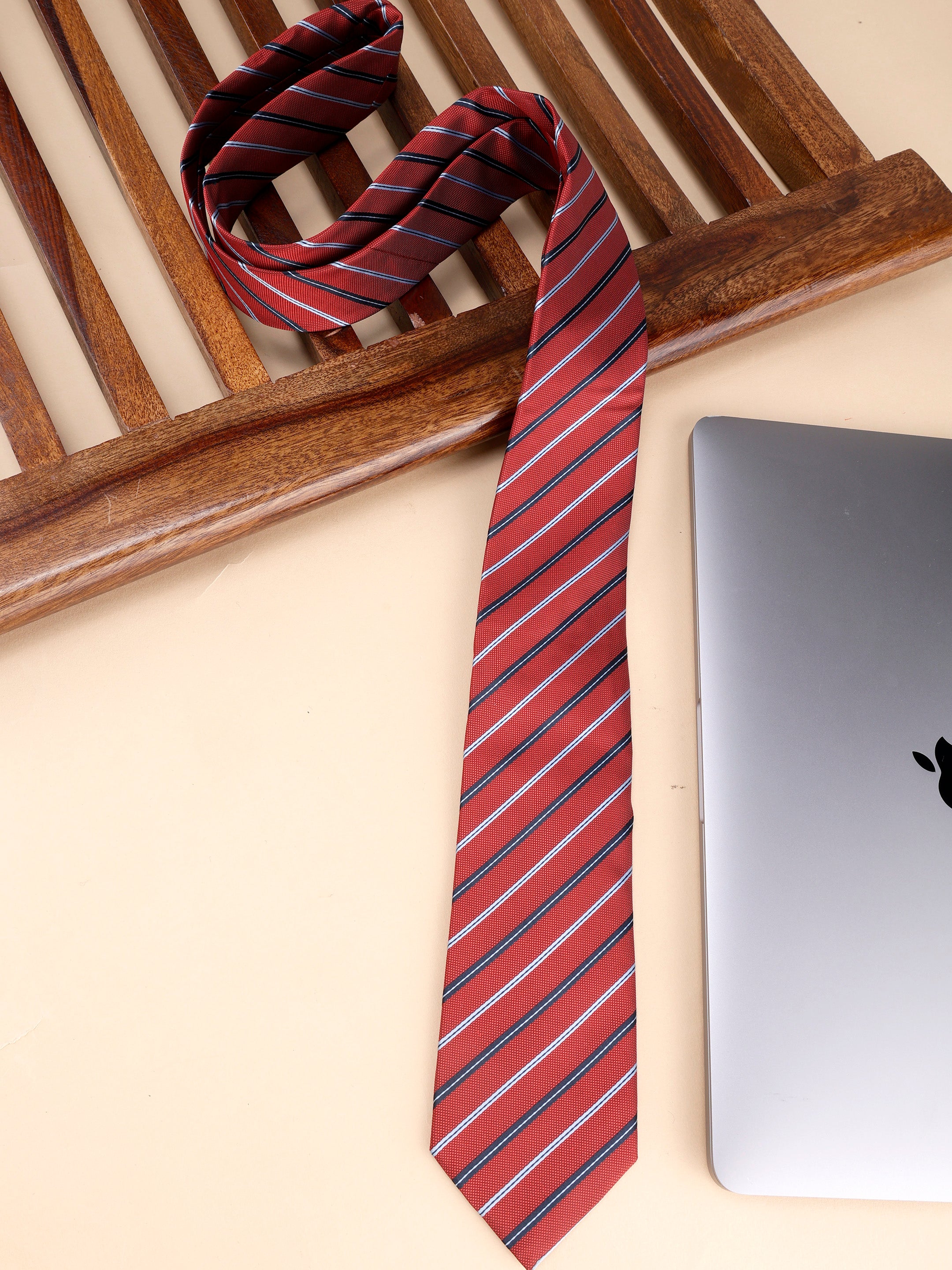 Maroon Diagonal Striped Necktie