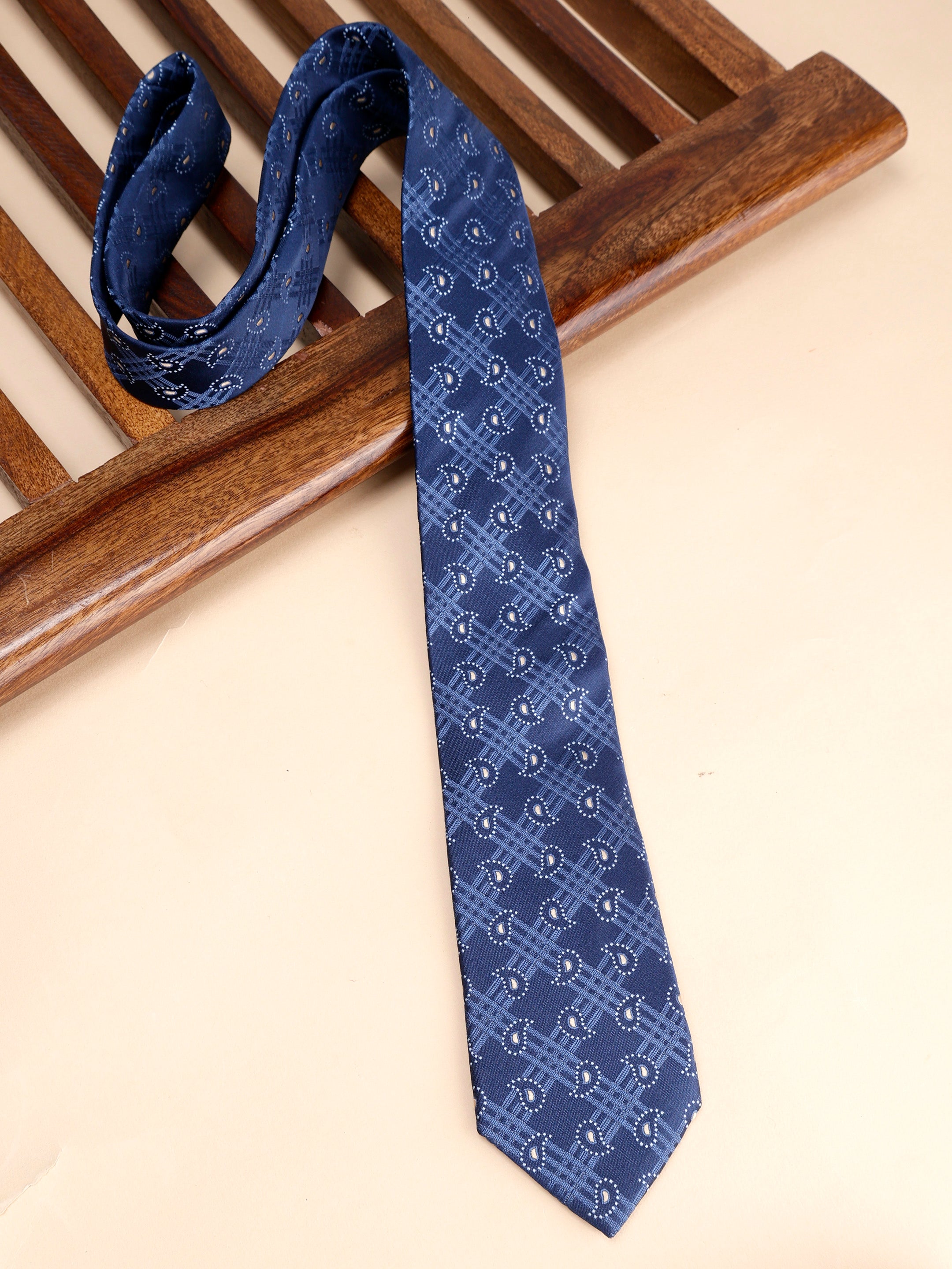 Alvaro Castagnino Blue & White Coloured Microfiber Necktie for Men