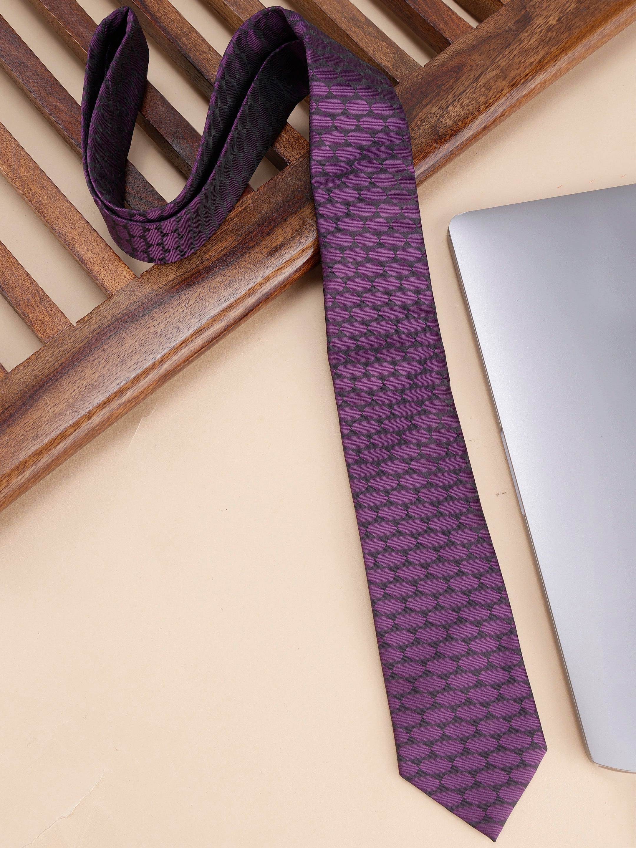 Alvaro Castagnino Purple & Black Coloured Microfiber Necktie for Men