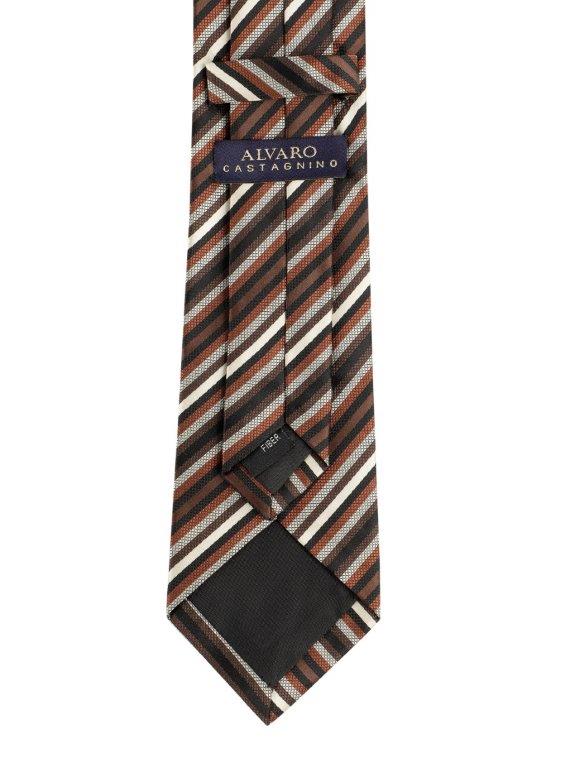 Alvaro Castagnino Brown & Multi Coloured Microfiber Necktie for Men