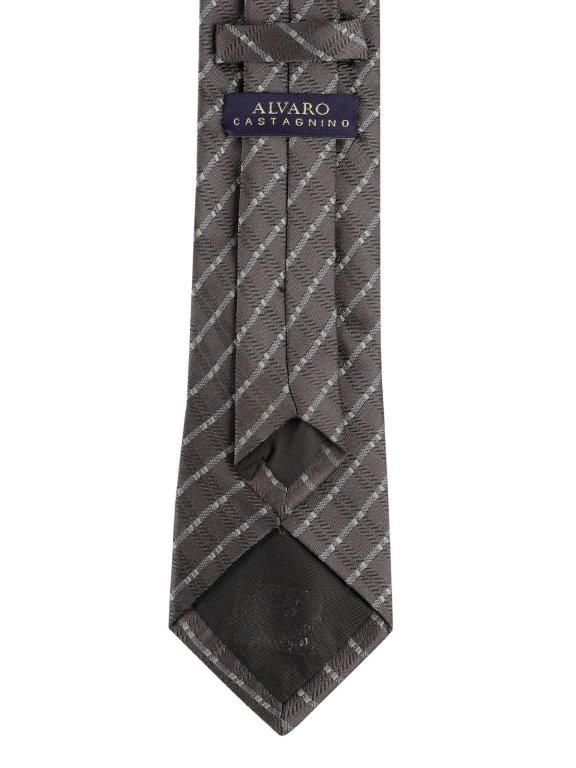 Grey Diagonal Checked Necktie