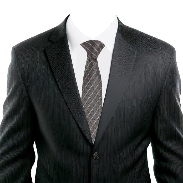 Grey Diagonal Checked Necktie