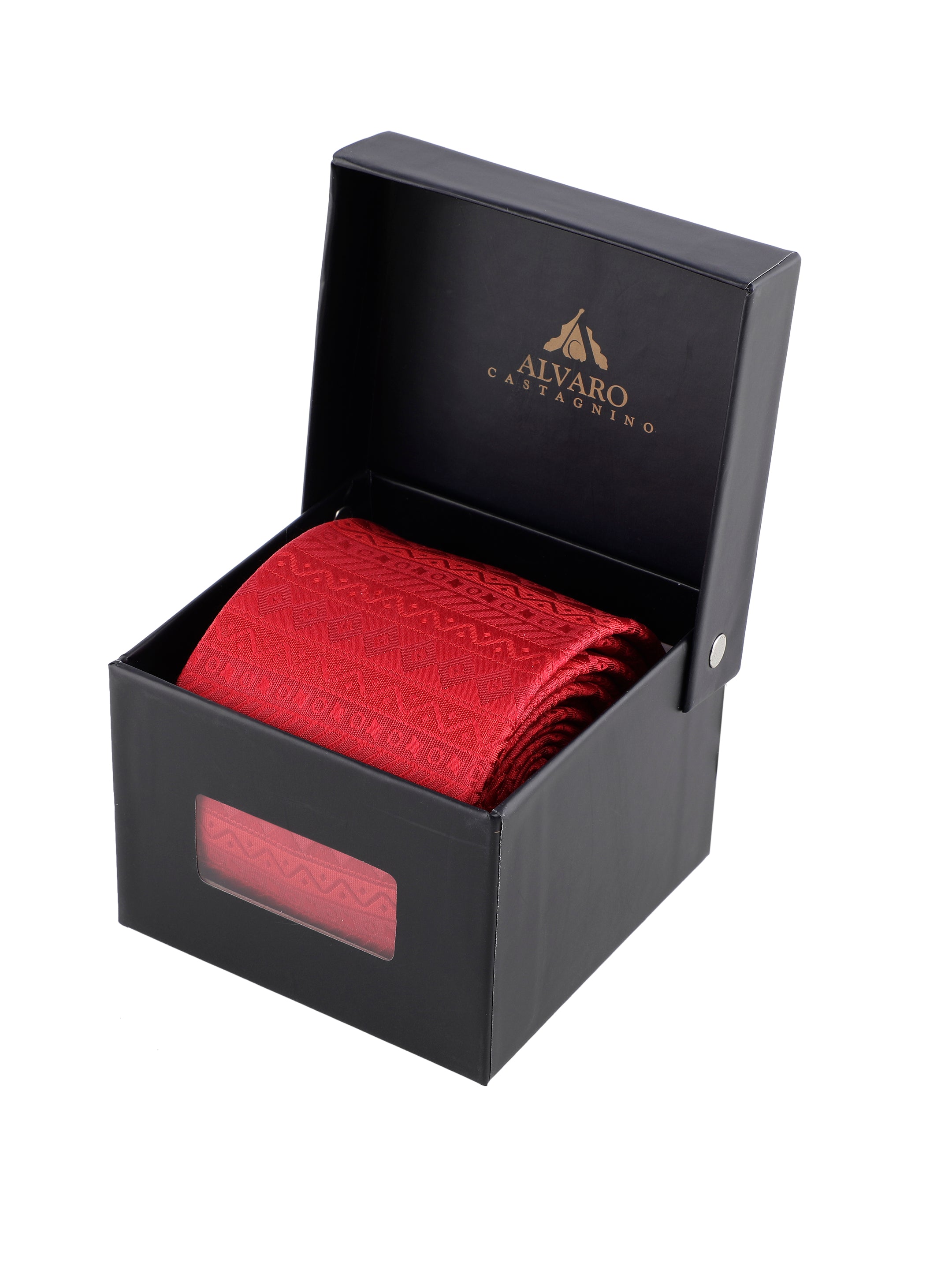 Alvaro Castagnino Red Coloured Silk Necktie for Men