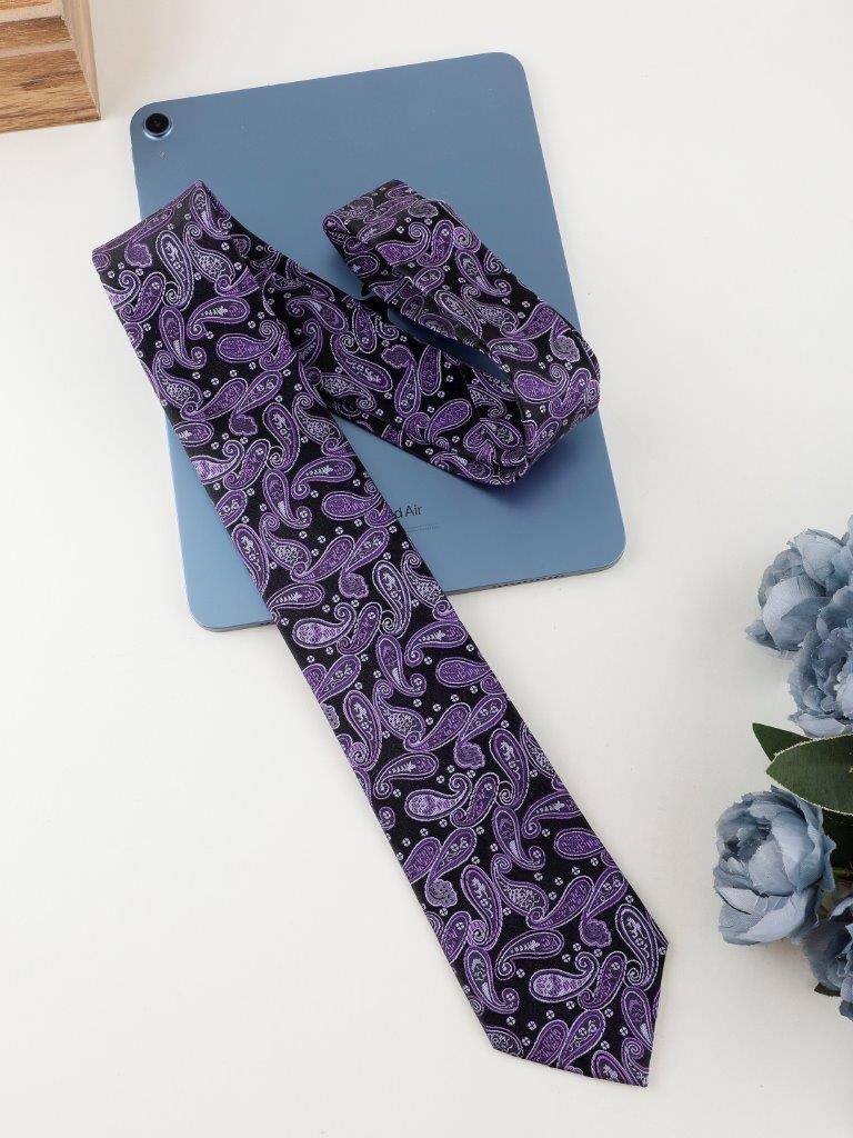 Alvaro Castagnino Purple & Black Coloured Silk Necktie for Men