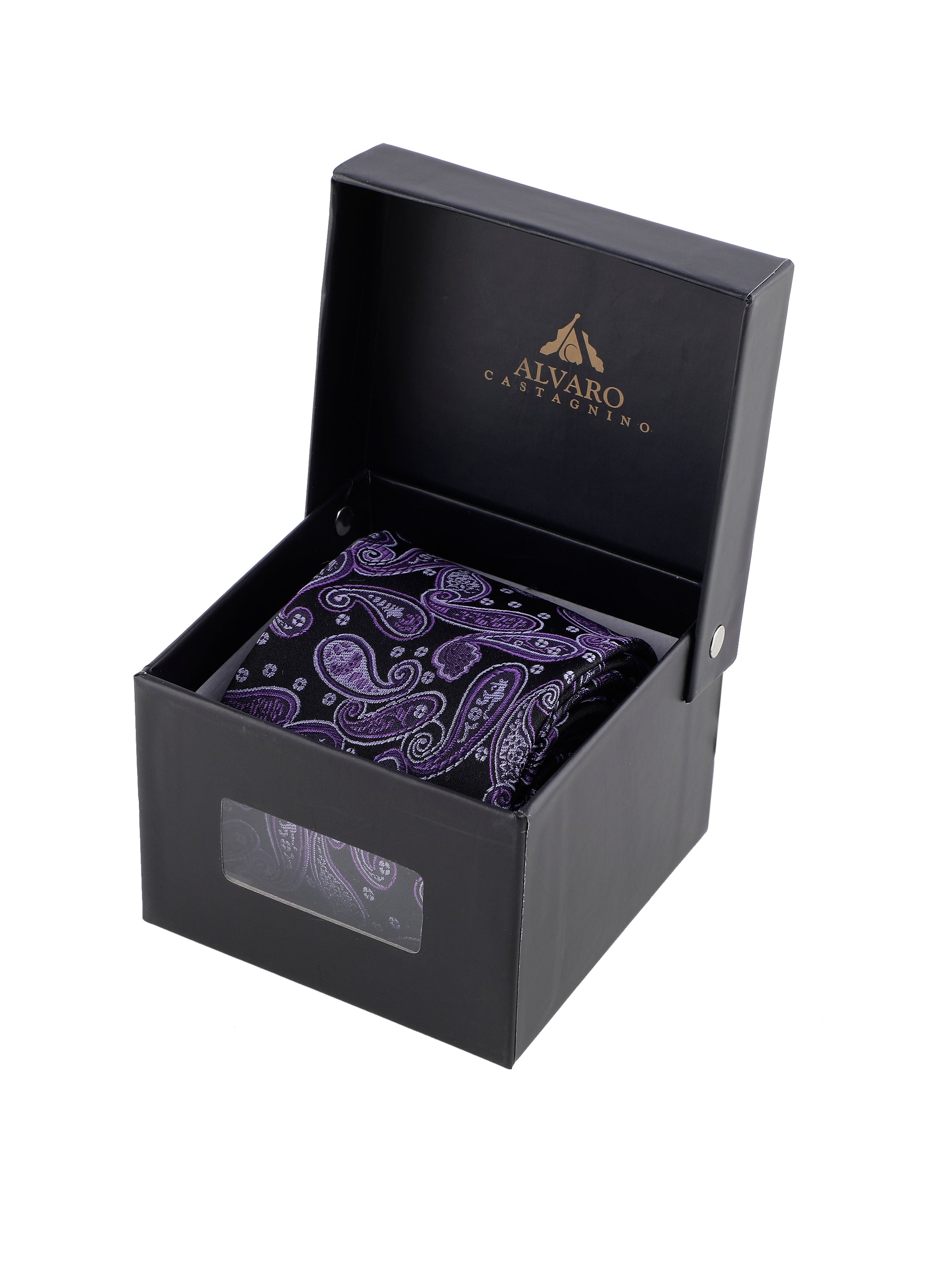 Black & Purple Paisley Silk Necktie