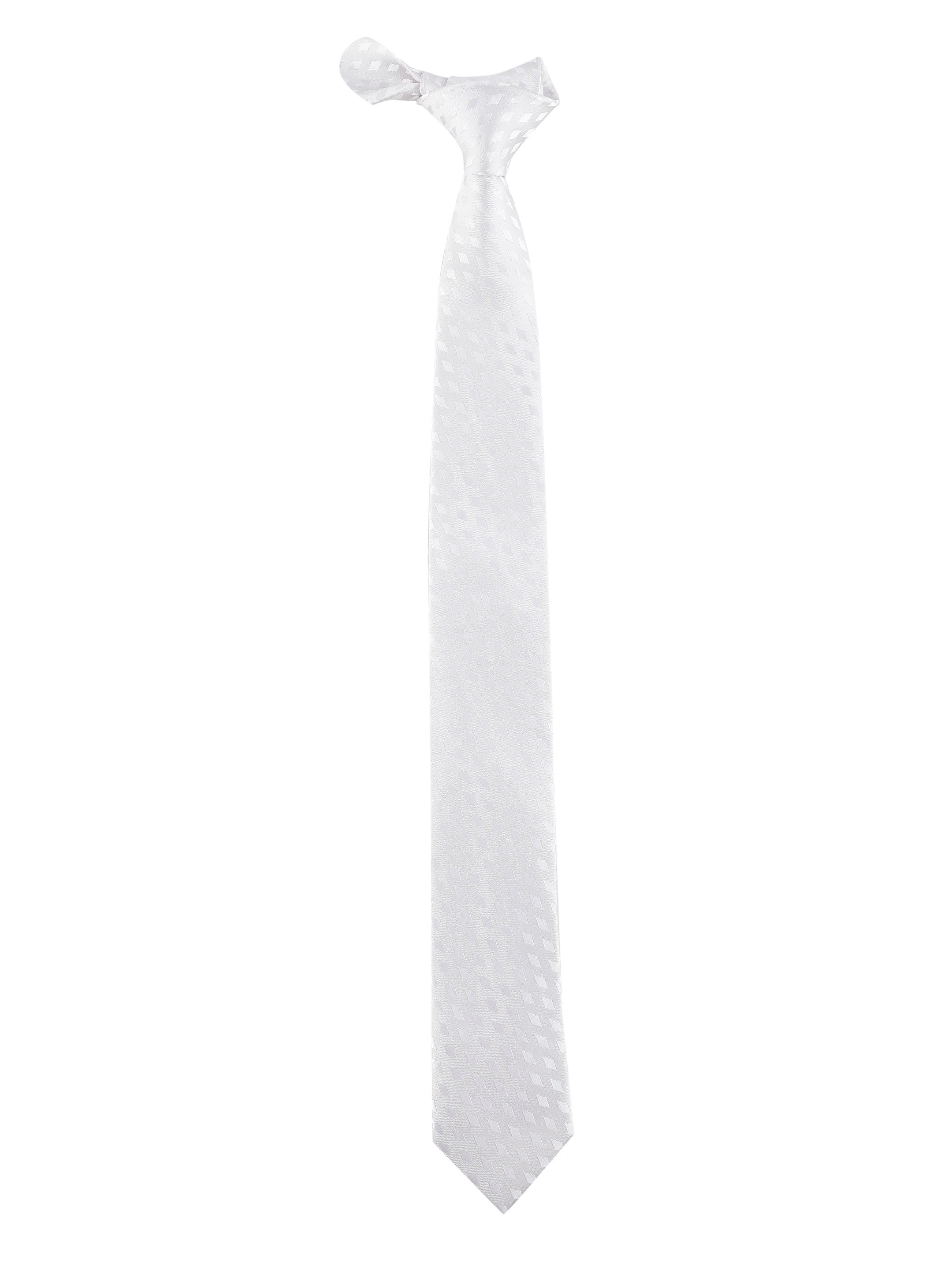 Geometric White Skinny Silk Necktie