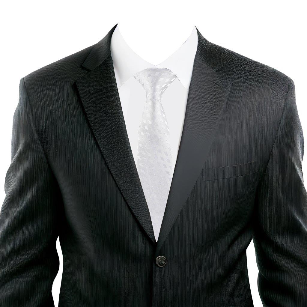 Geometric White Skinny Silk Necktie