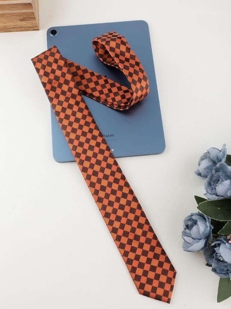 Alvaro Castagnino Orange & Brown Coloured Silk Necktie for Men