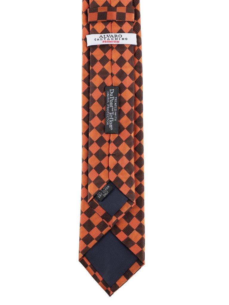 Orange & Black Checked Silk Necktie