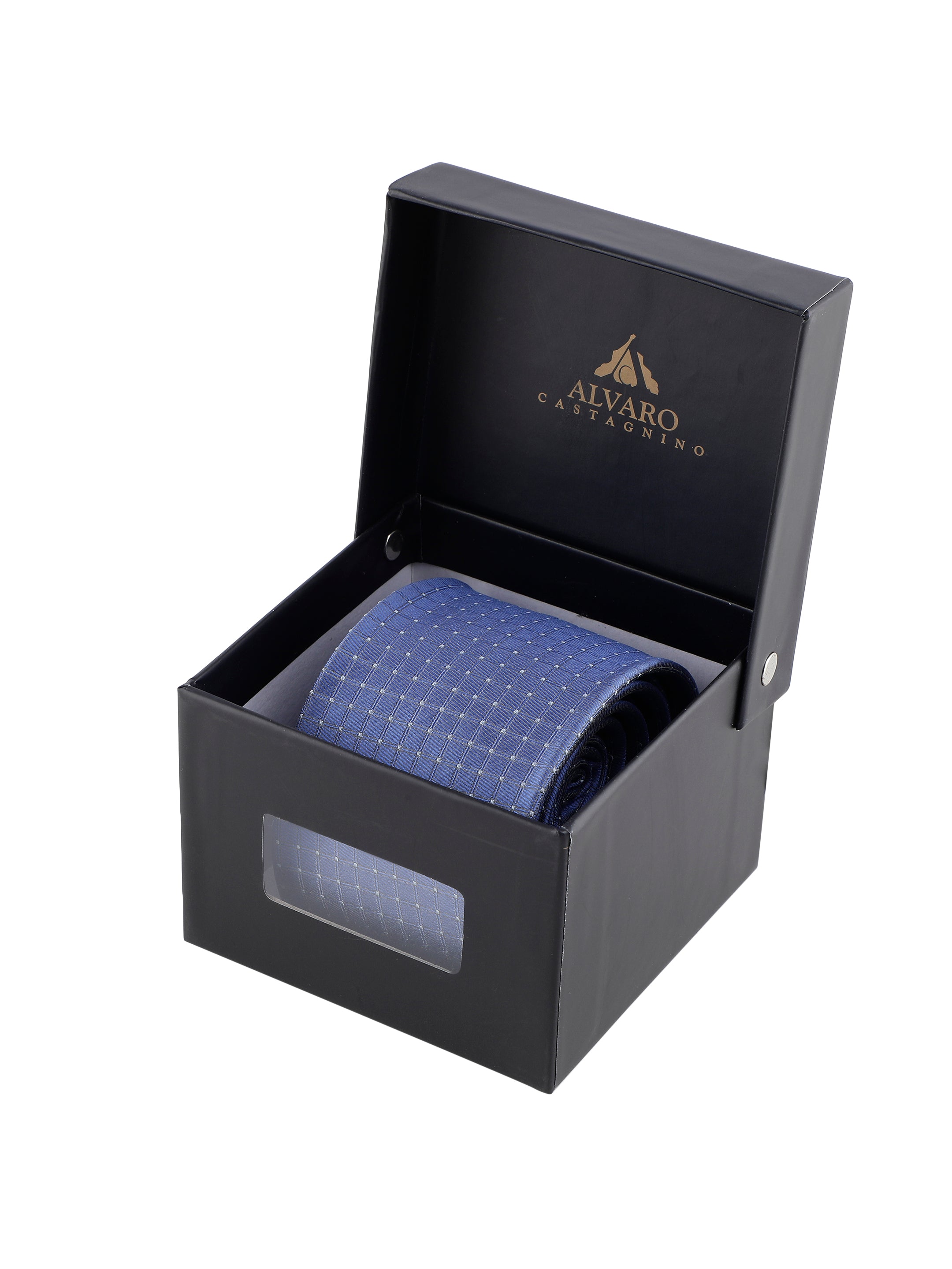 Geometric Blue Silk Necktie