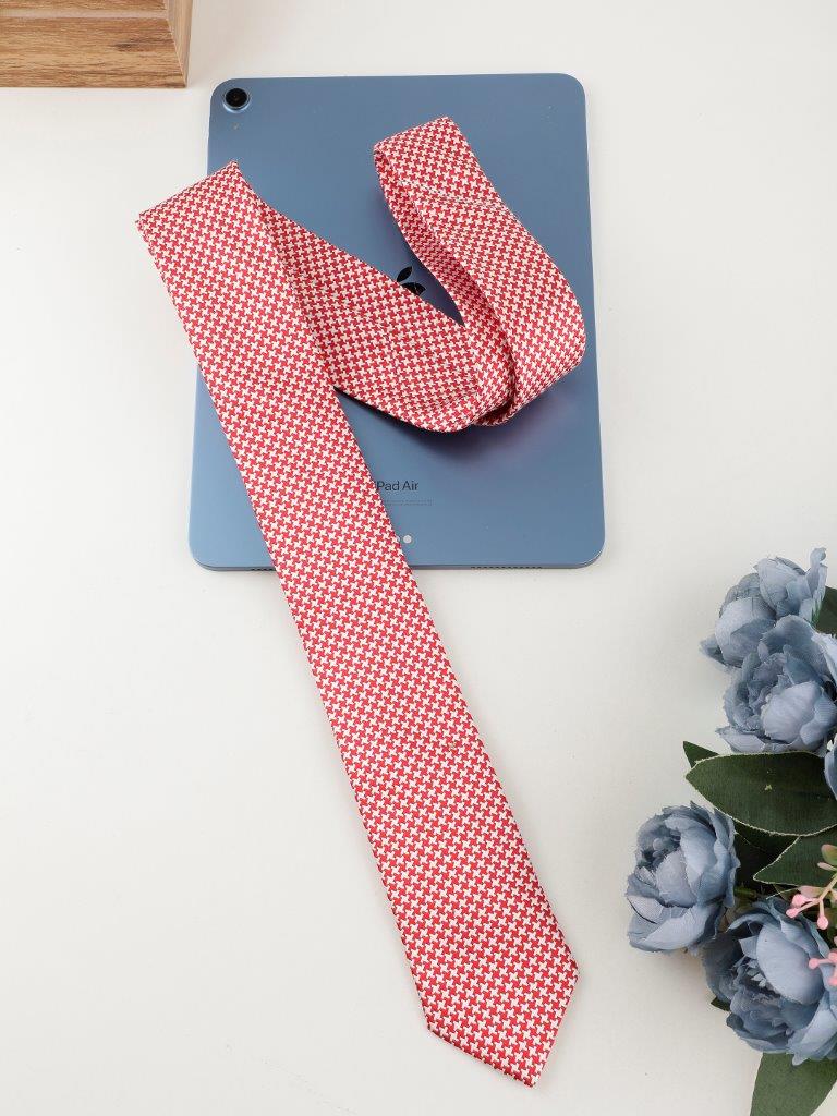 Classic Red & White Silk Necktie