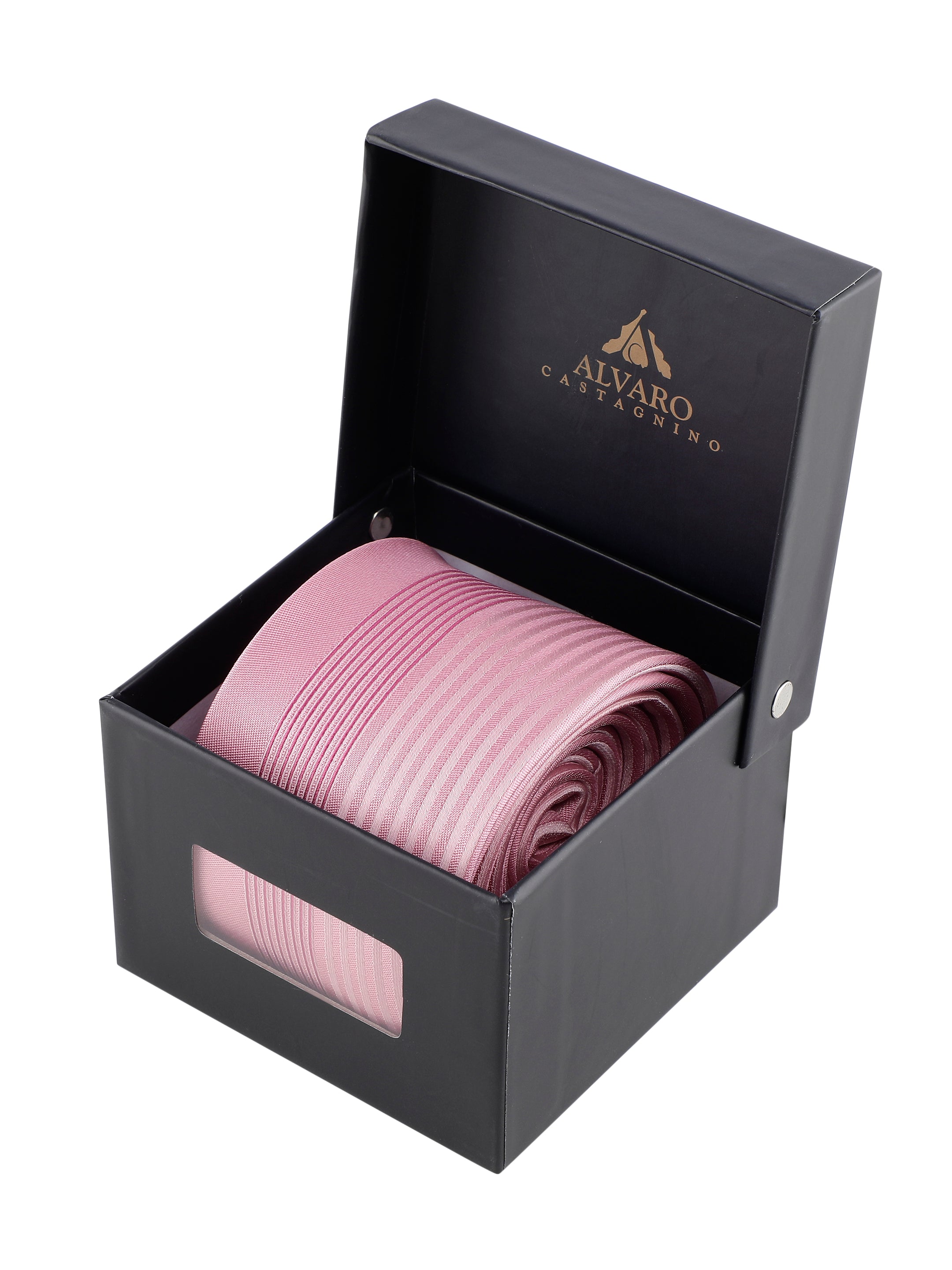 Pink Vertical Striped Silk Necktie