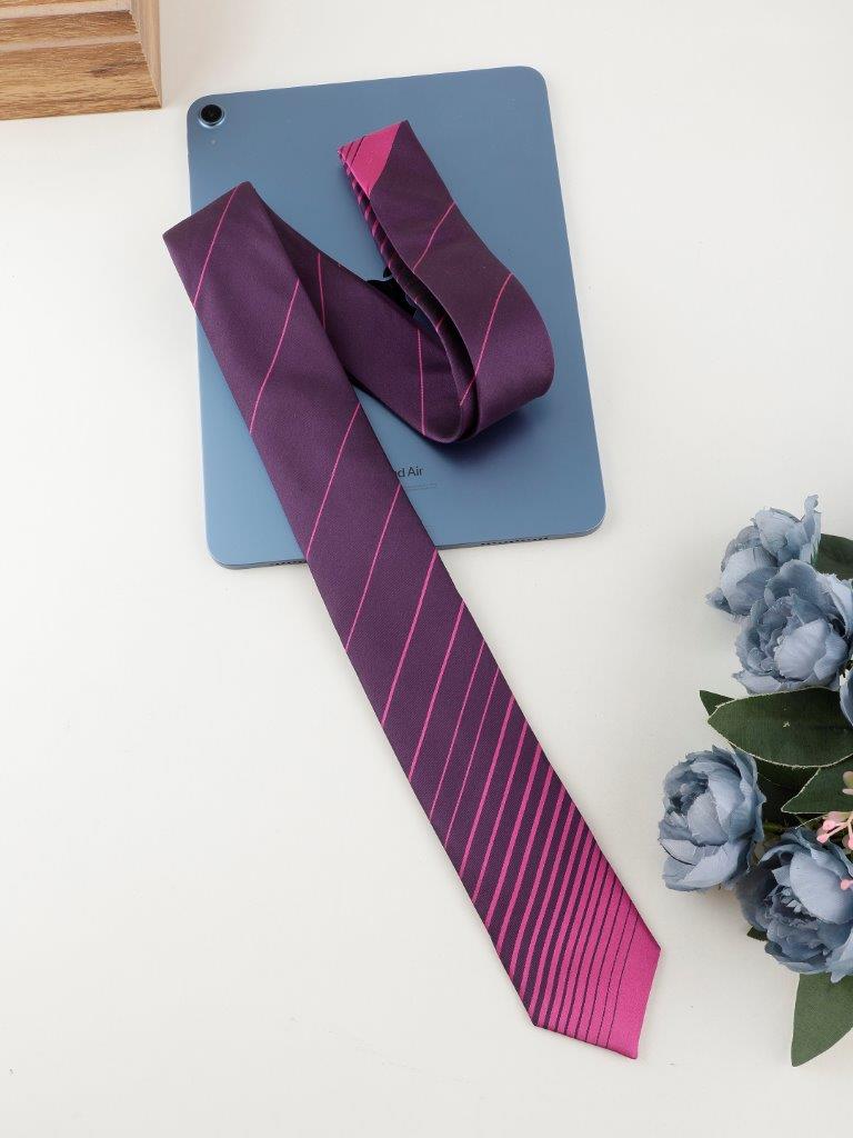 Purple & Pink Striped Silk Necktie