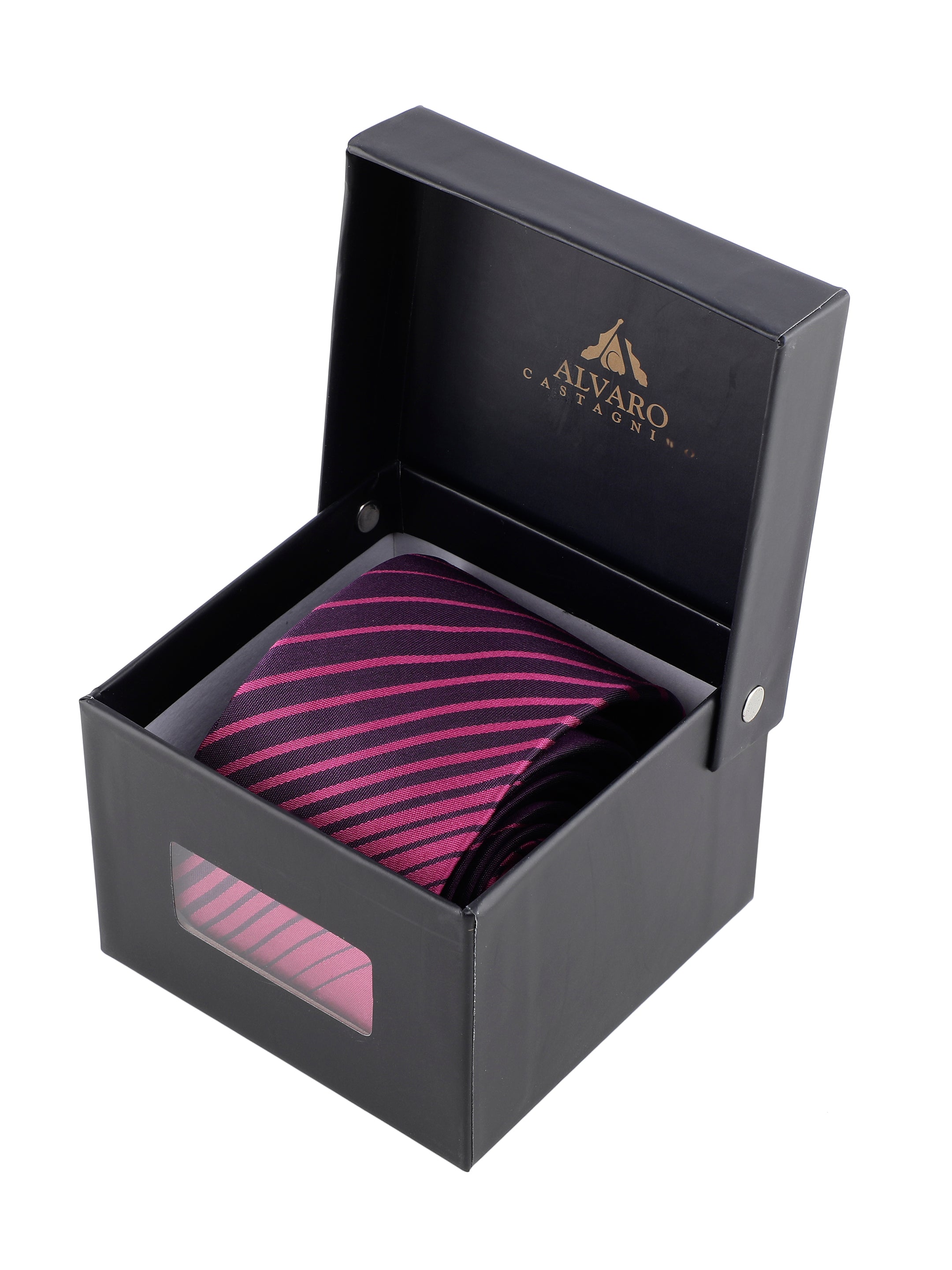 Purple & Pink Striped Silk Necktie
