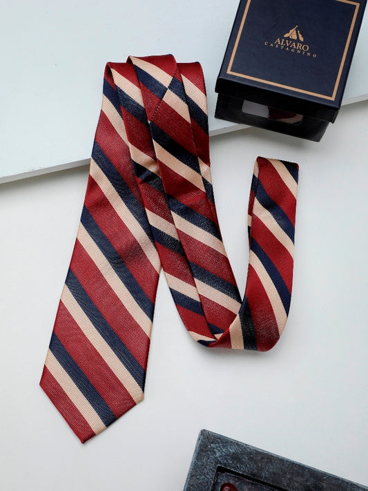 Alvaro Castagnino Maroon & Yellow Coloured Printed Skinny Tie