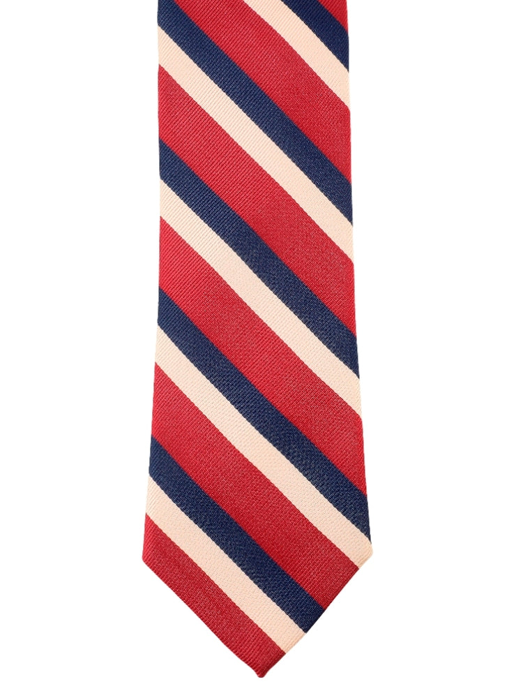 Maroon Blue Diagonal Striped Necktie