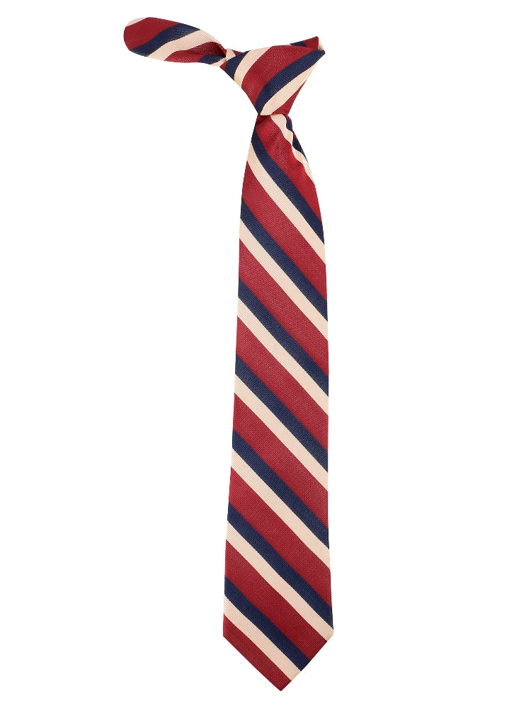Maroon Blue Diagonal Striped Necktie