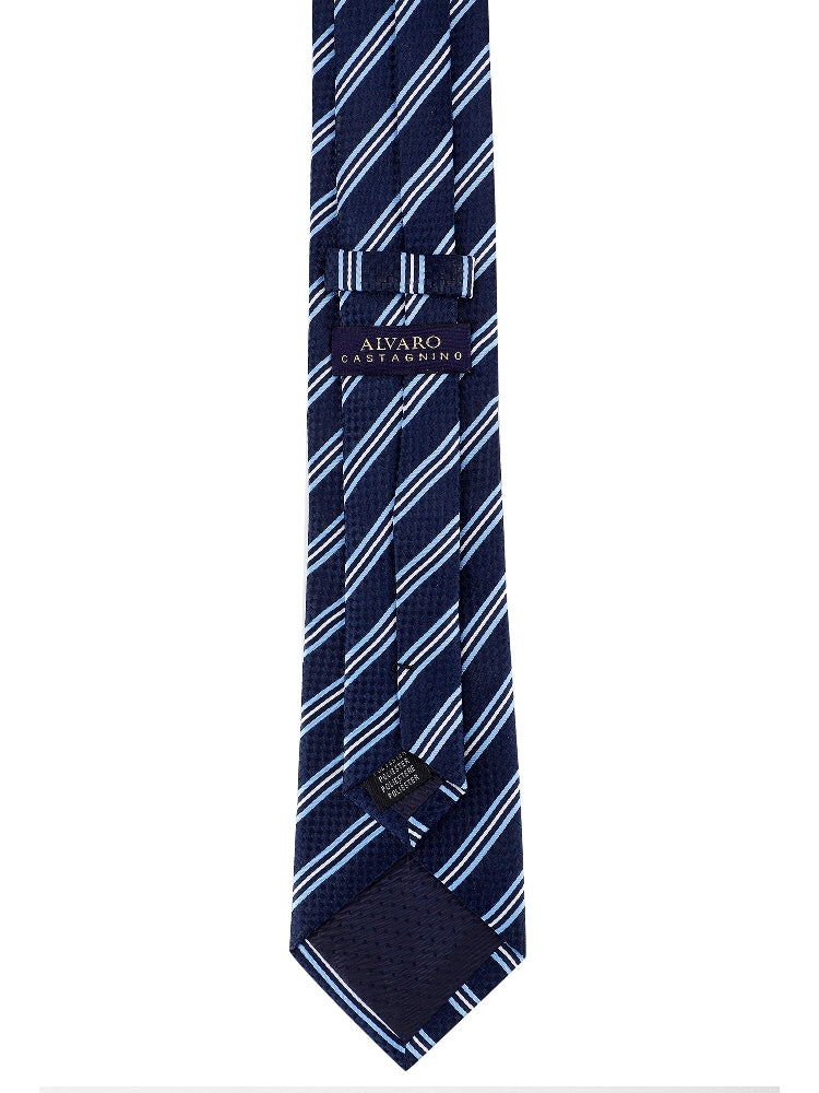 Alvaro Castagnino Blue & White Coloured Printed Skinny Tie