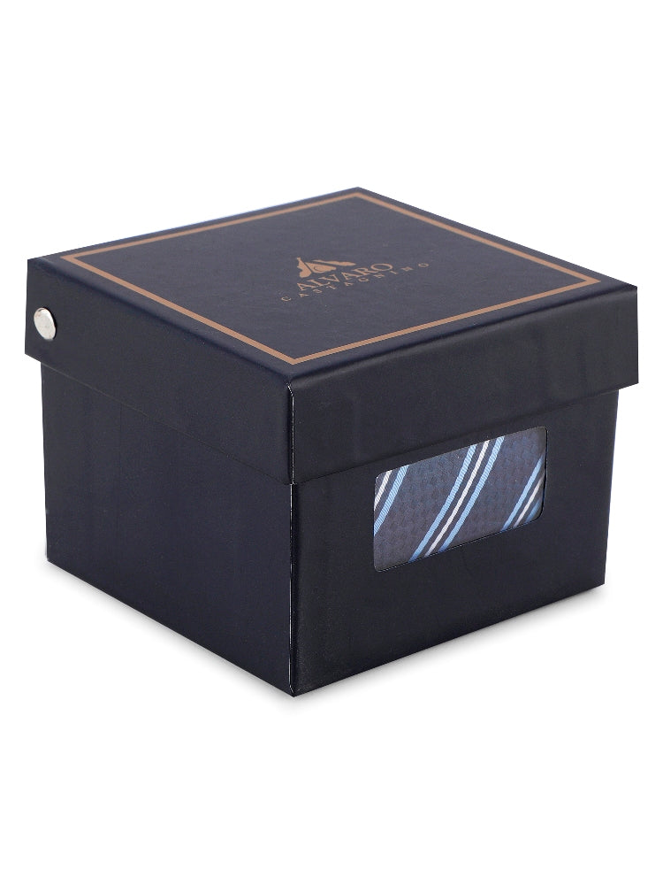 Alvaro Castagnino Blue & White Coloured Printed Skinny Tie